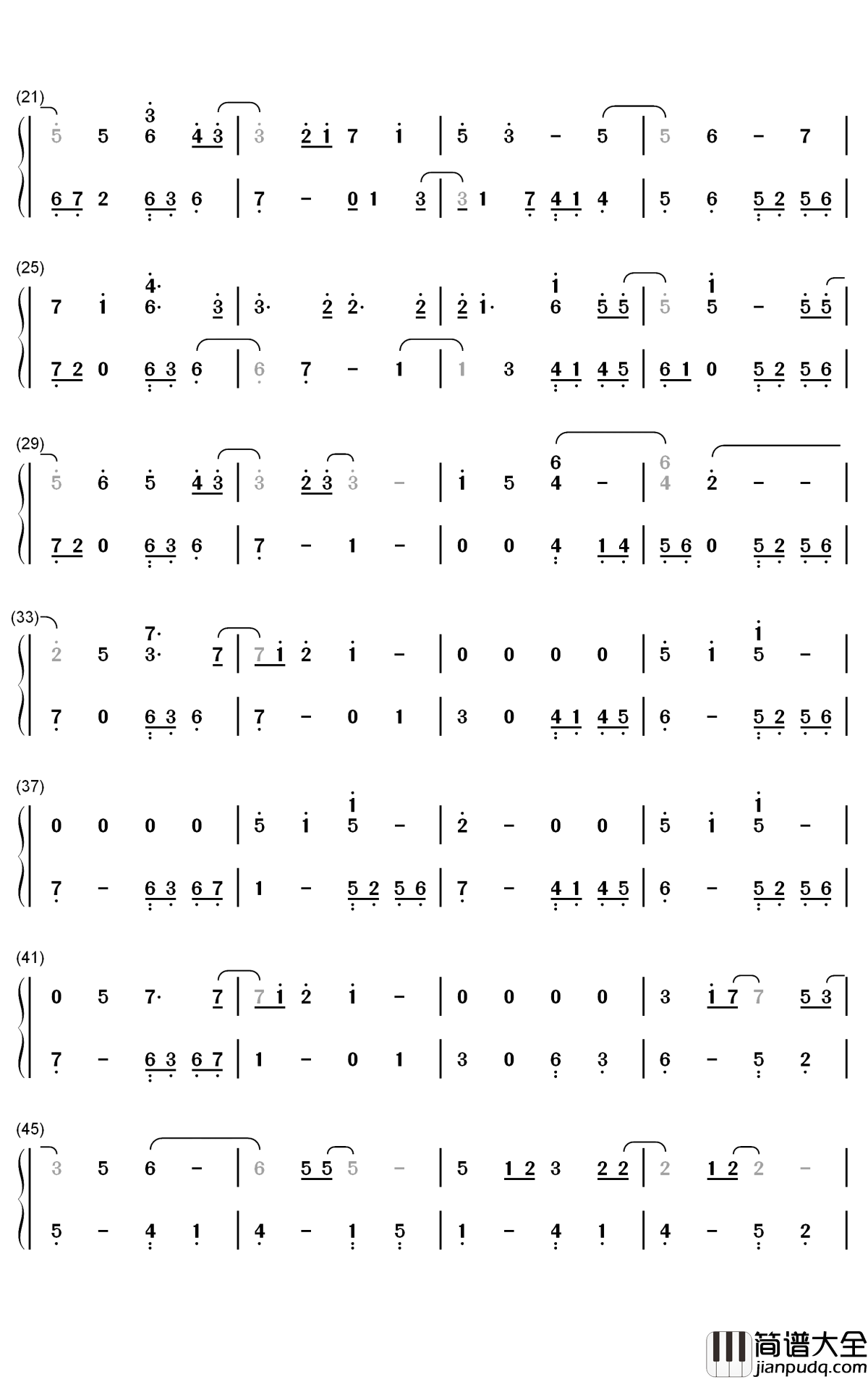 天晴了钢琴简谱_数字双手_SNH48_GROUP