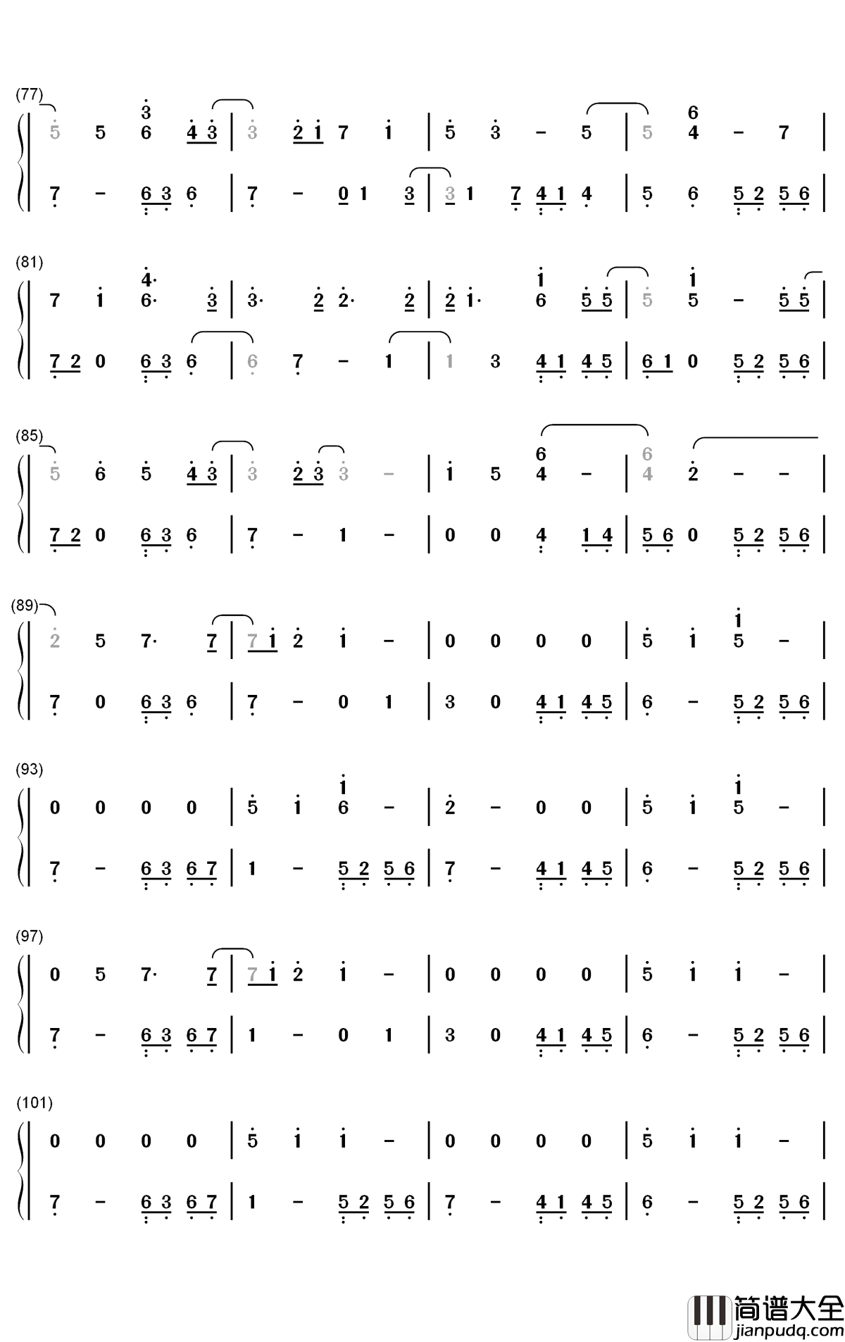 天晴了钢琴简谱_数字双手_SNH48_GROUP