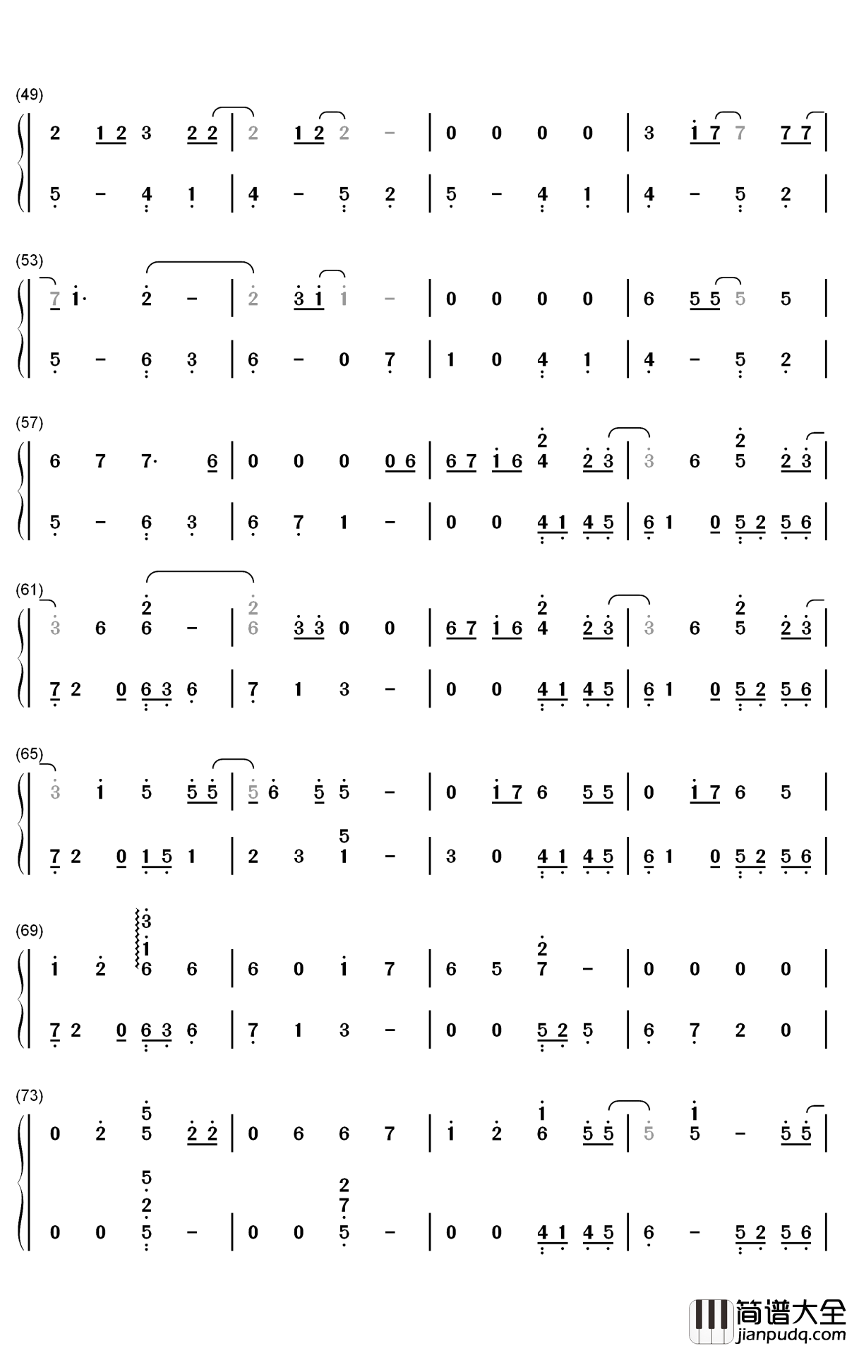 天晴了钢琴简谱_数字双手_SNH48_GROUP