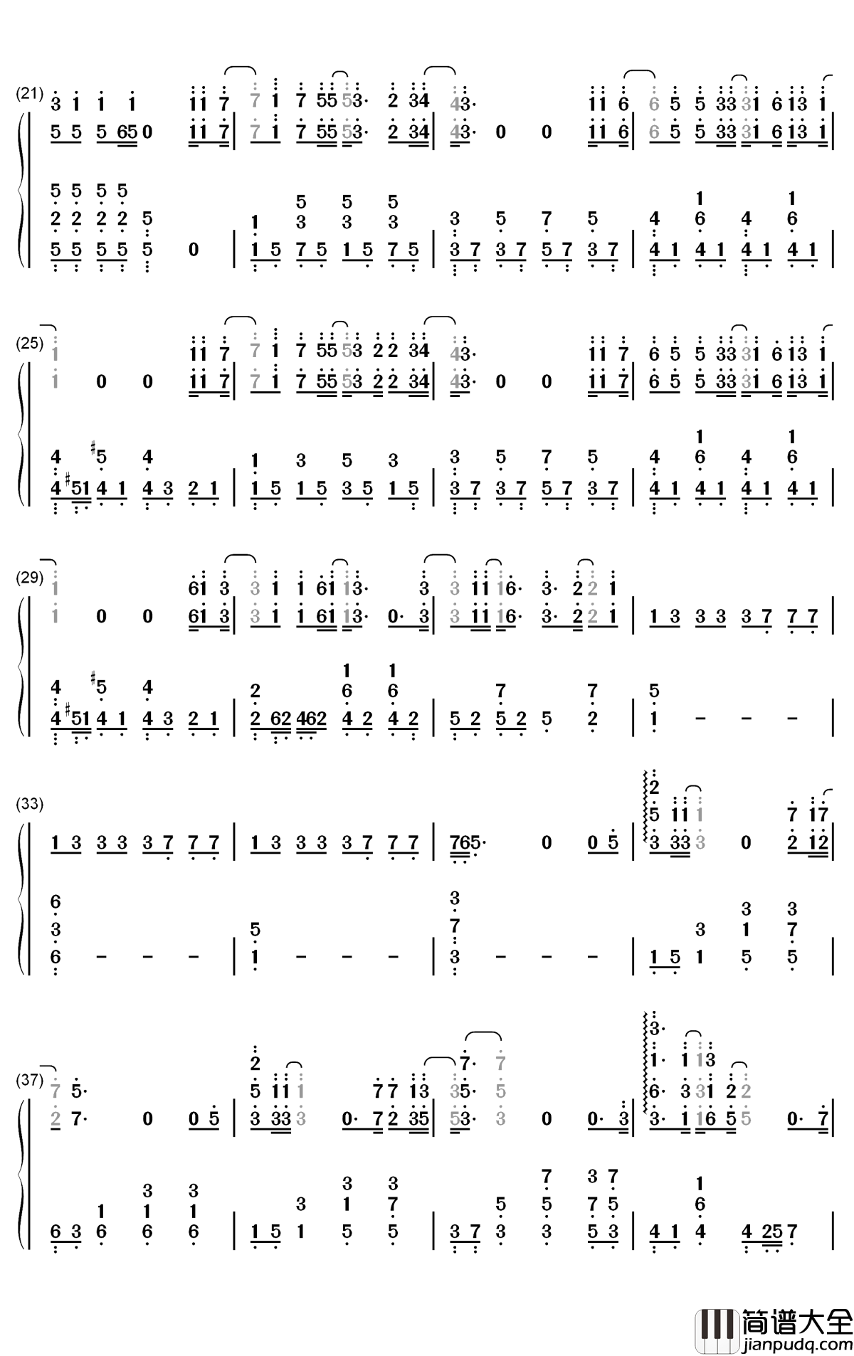 天外来物钢琴简谱_数字双手_薛之谦