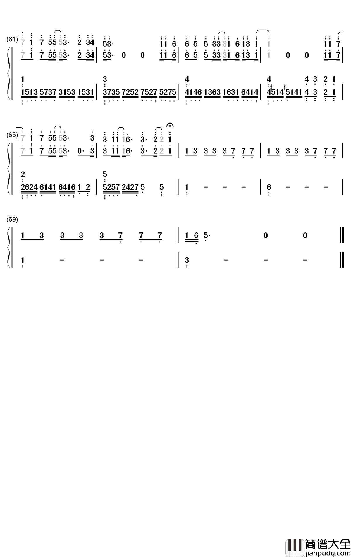 天外来物钢琴简谱_数字双手_薛之谦