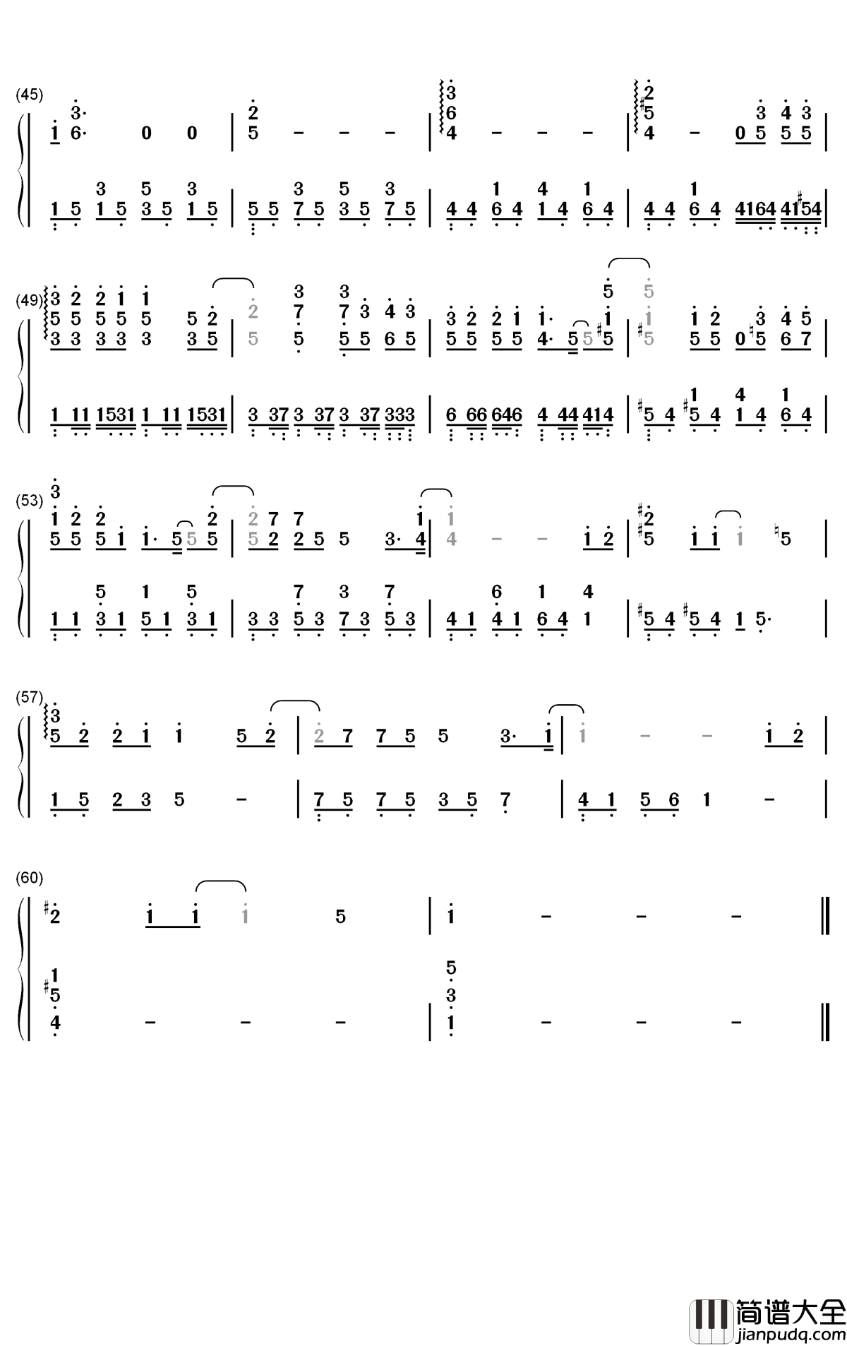无滤镜钢琴简谱_数字双手_林俊杰_藤原浩