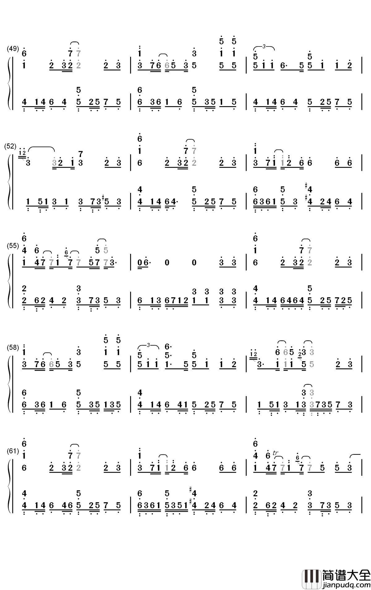 尘埃钢琴简谱_数字双手_家家