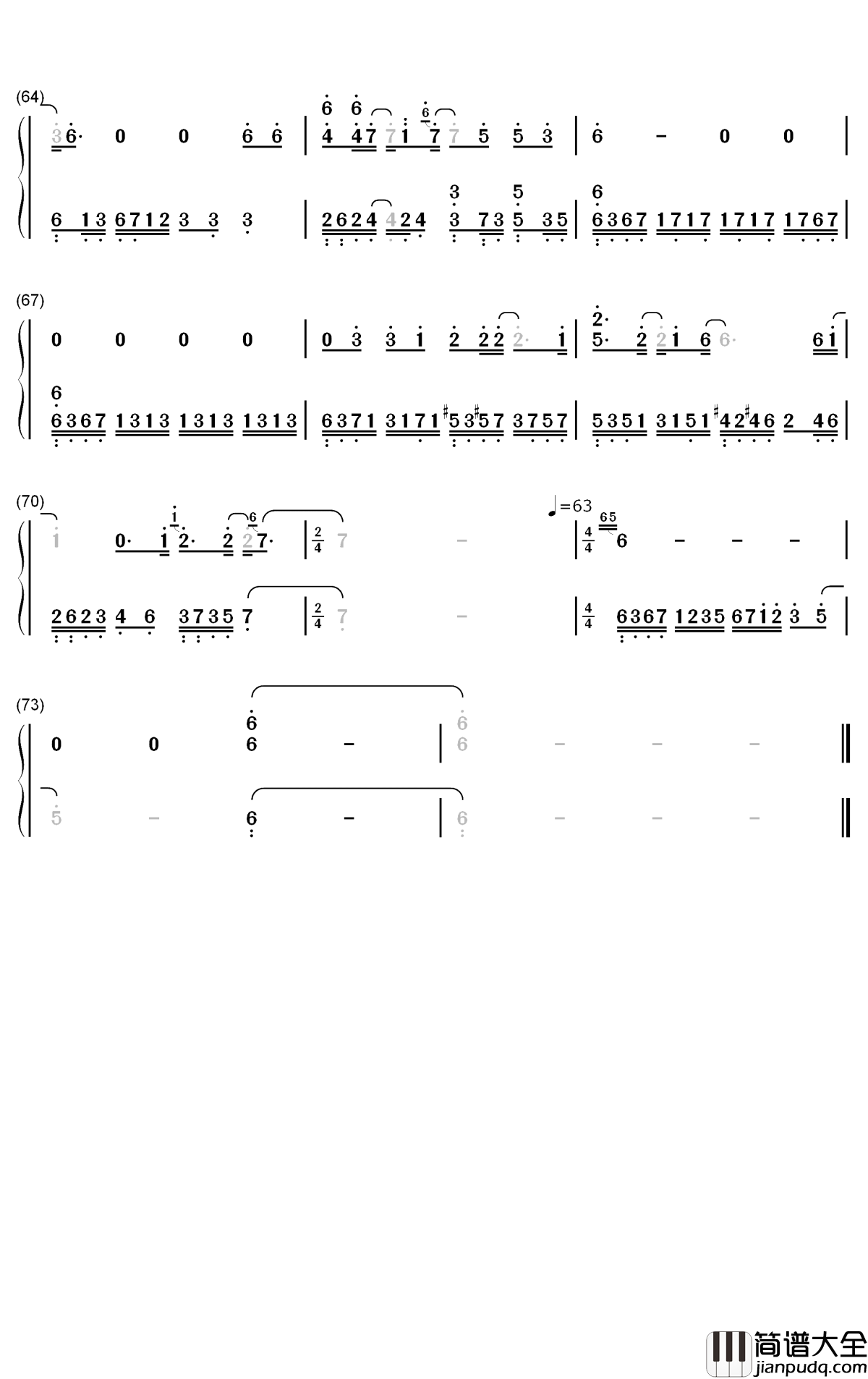 尘埃钢琴简谱_数字双手_家家