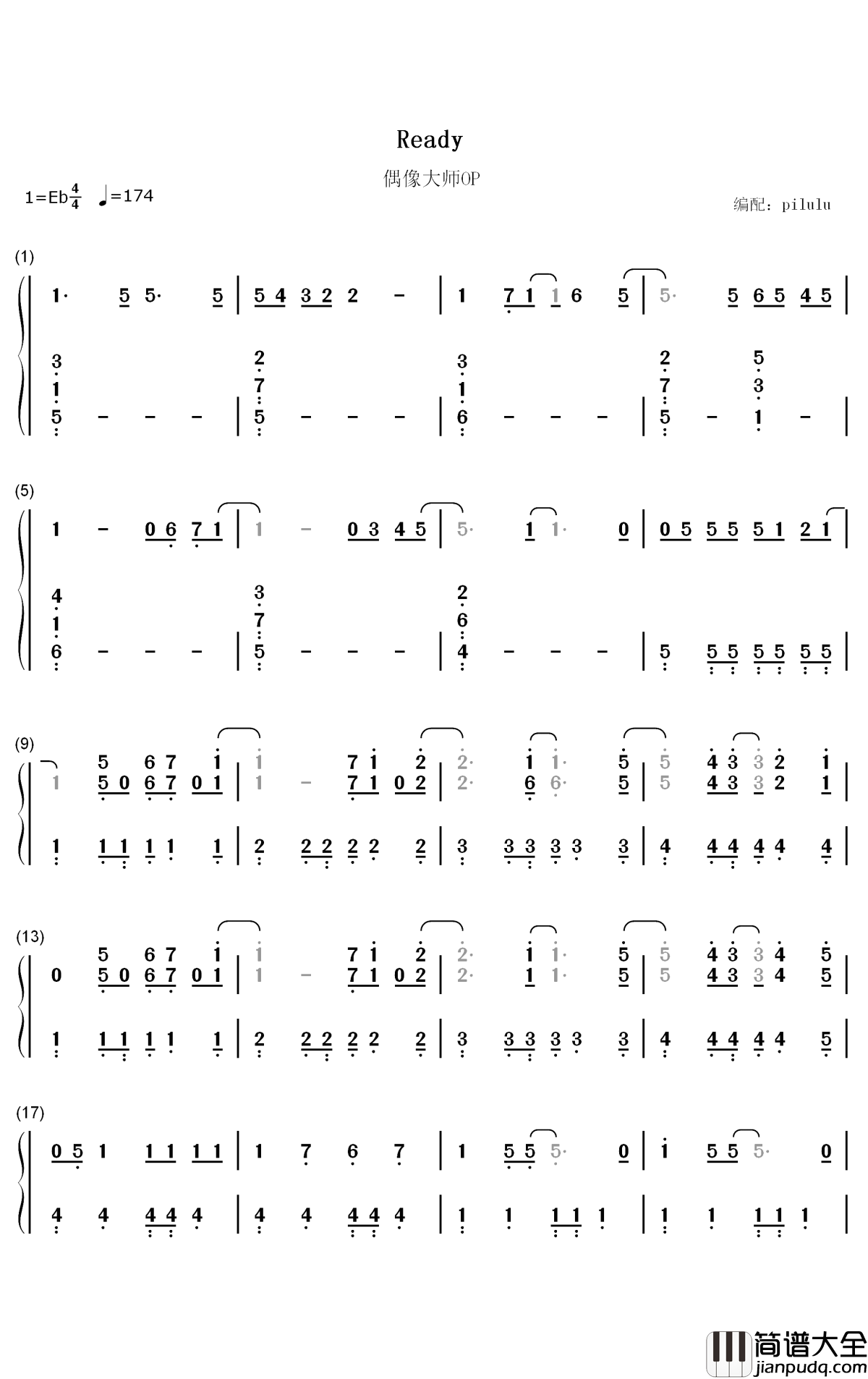 Ready钢琴简谱_数字双手_765PRO_Allstars