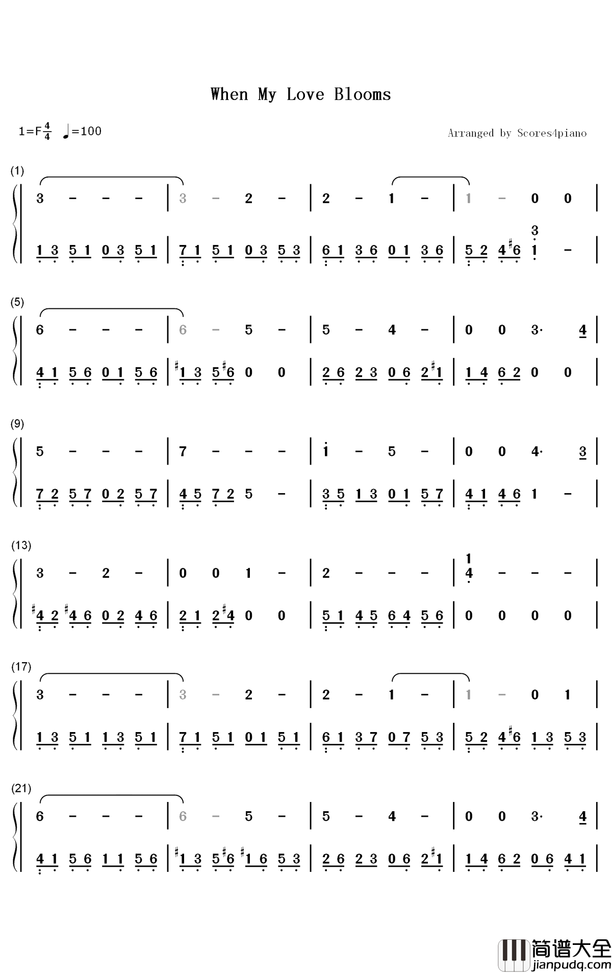 When_My_Love_Blooms钢琴简谱_数字双手_Studio_Dragon