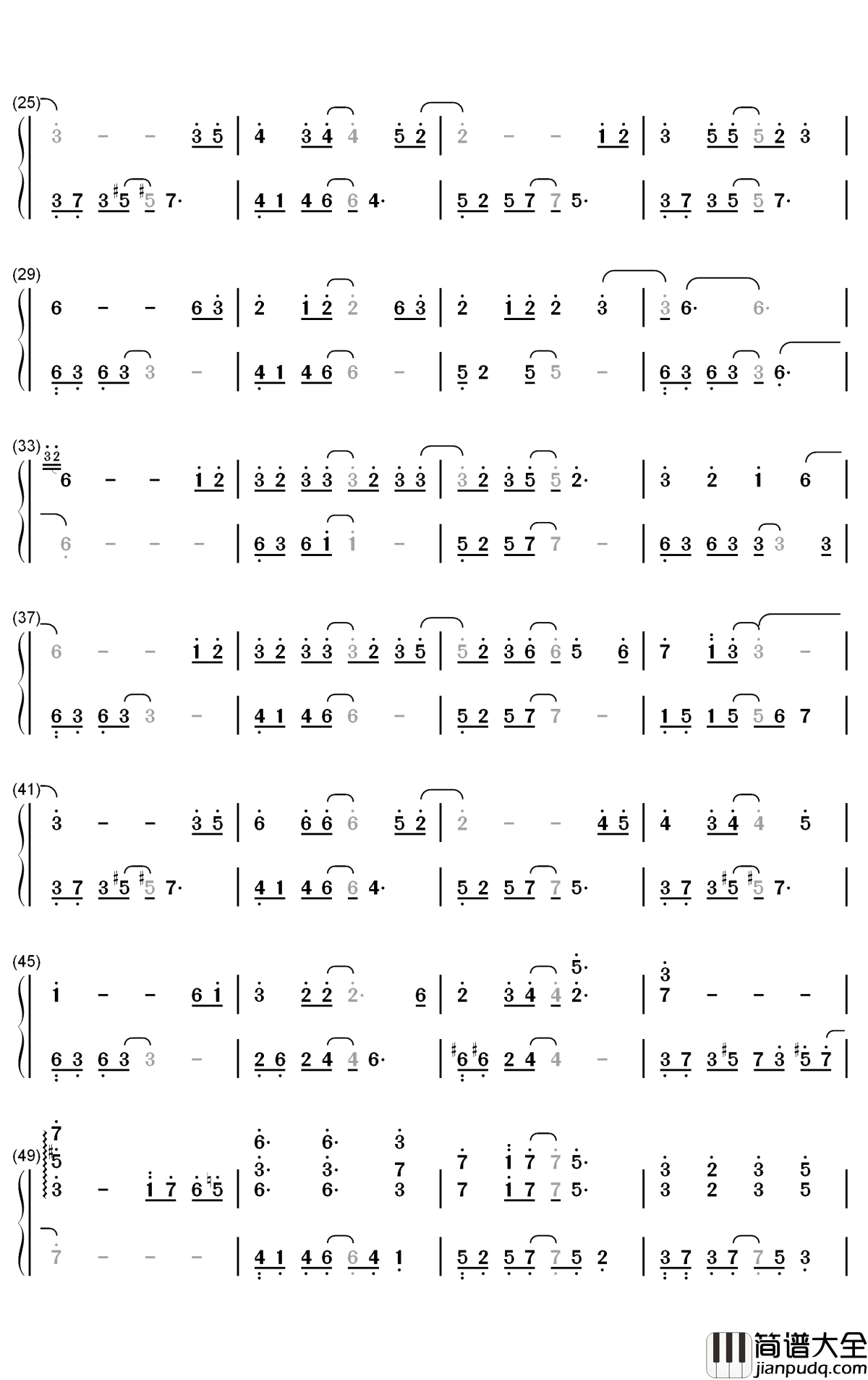 遇萤钢琴简谱_数字双手_CRITTY