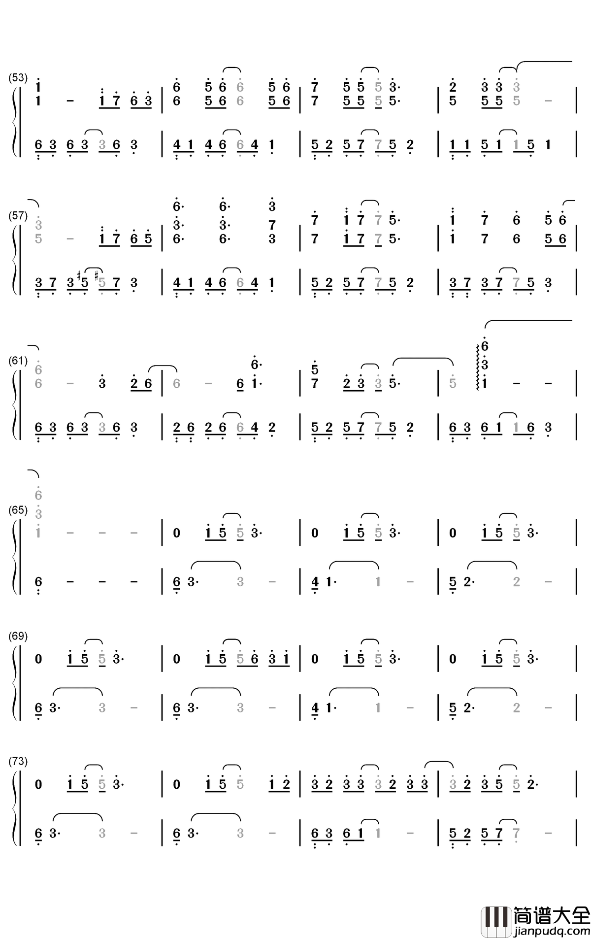 遇萤钢琴简谱_数字双手_CRITTY