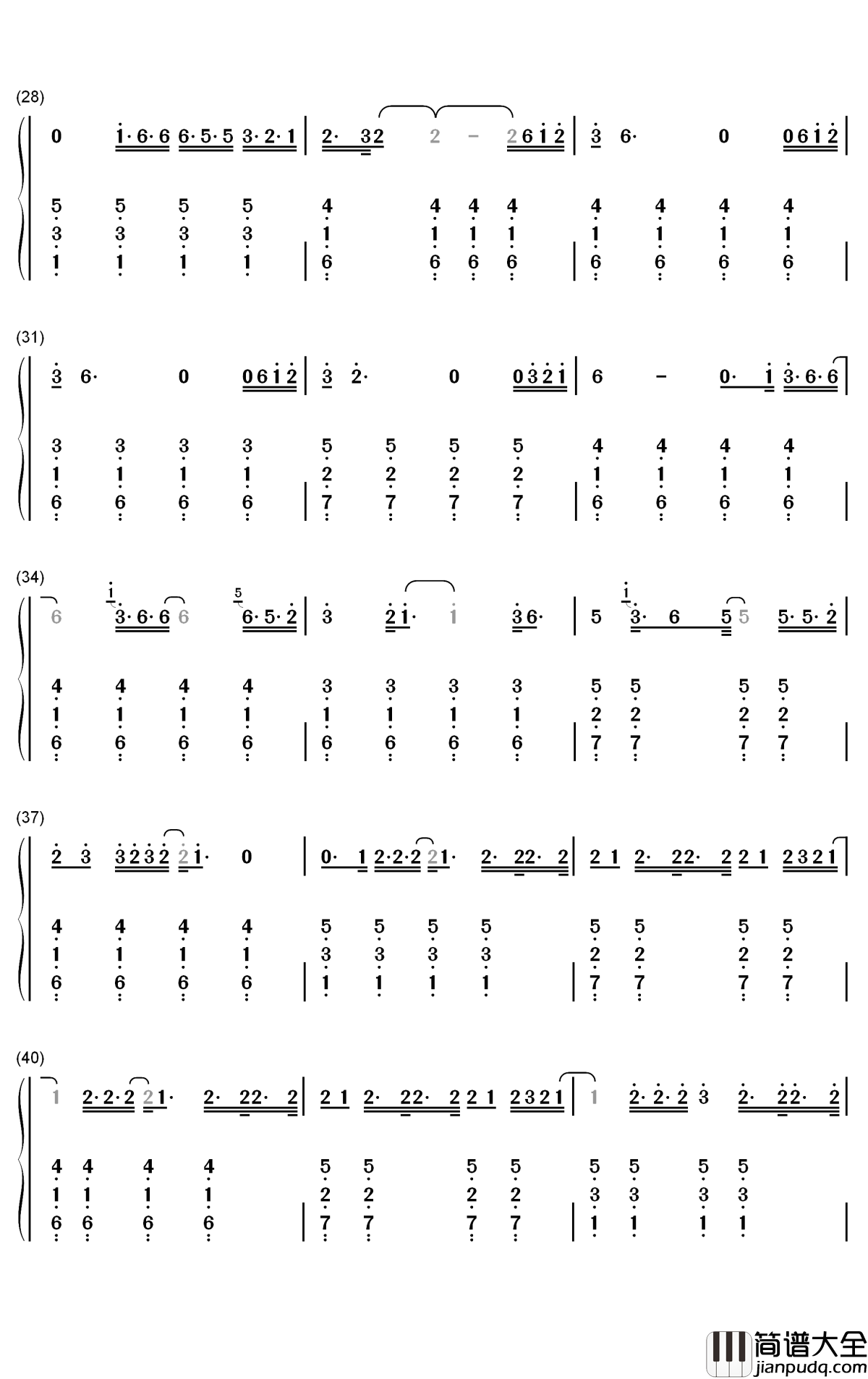 Cardigan钢琴简谱_数字双手_Taylor_Swift