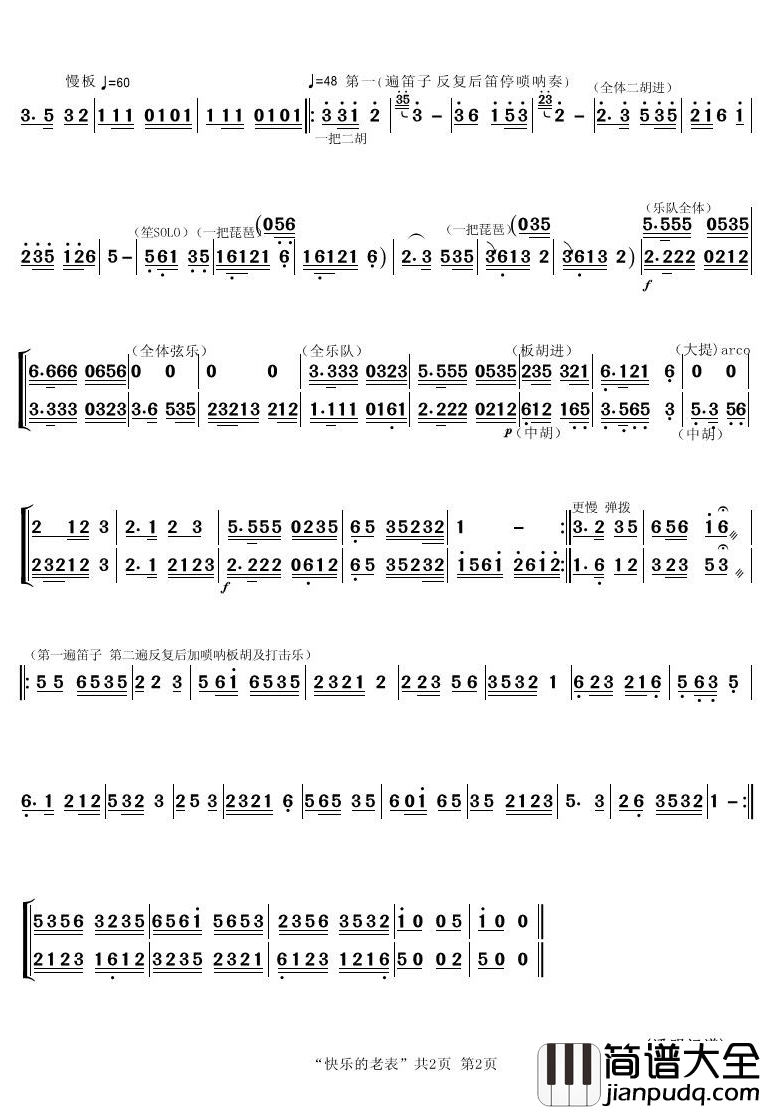 快乐的老表简谱(歌词)_南昌市西湖区老年大学民乐团歌曲_潘明曲谱