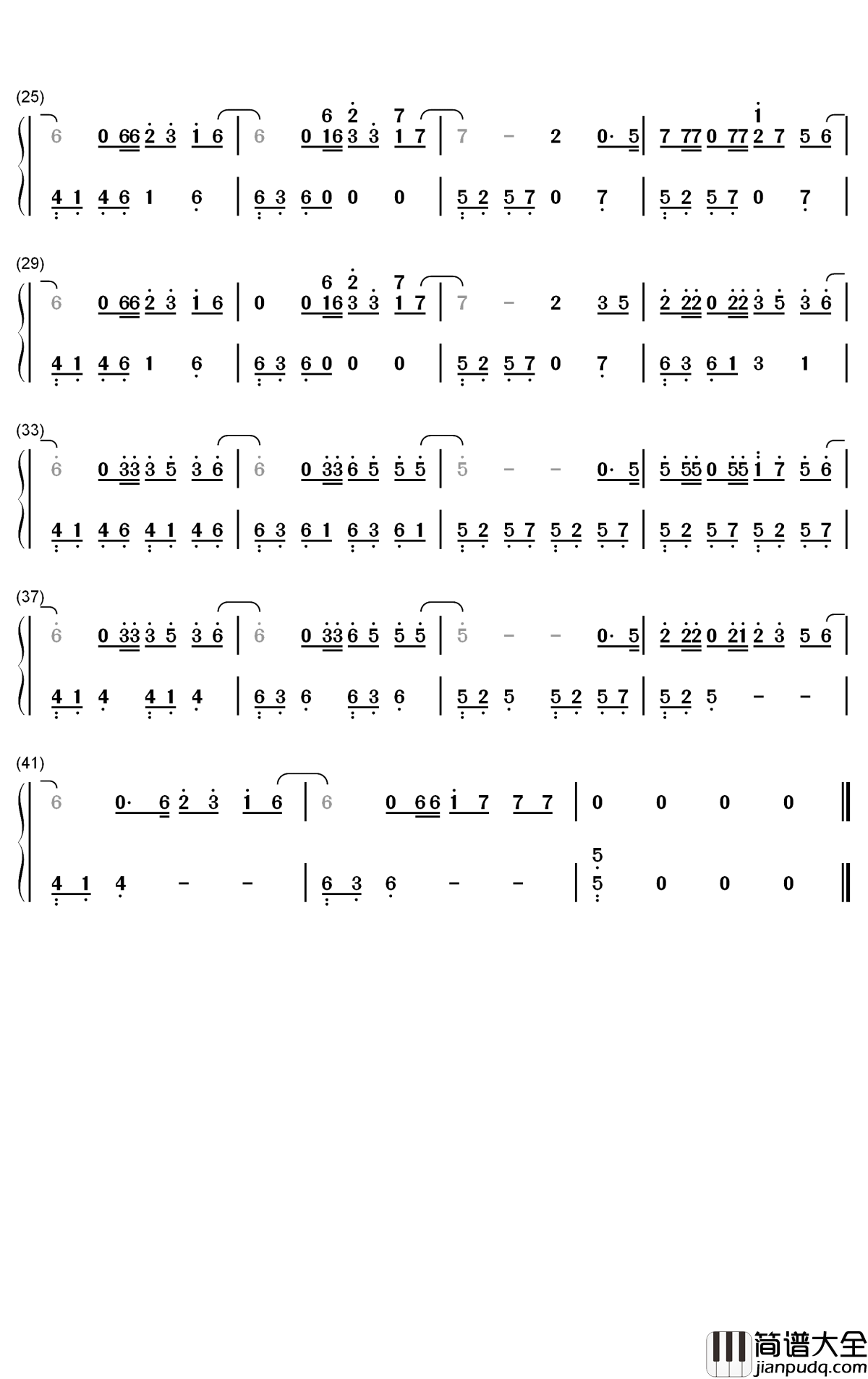 勋章钢琴简谱_数字双手_鹿晗