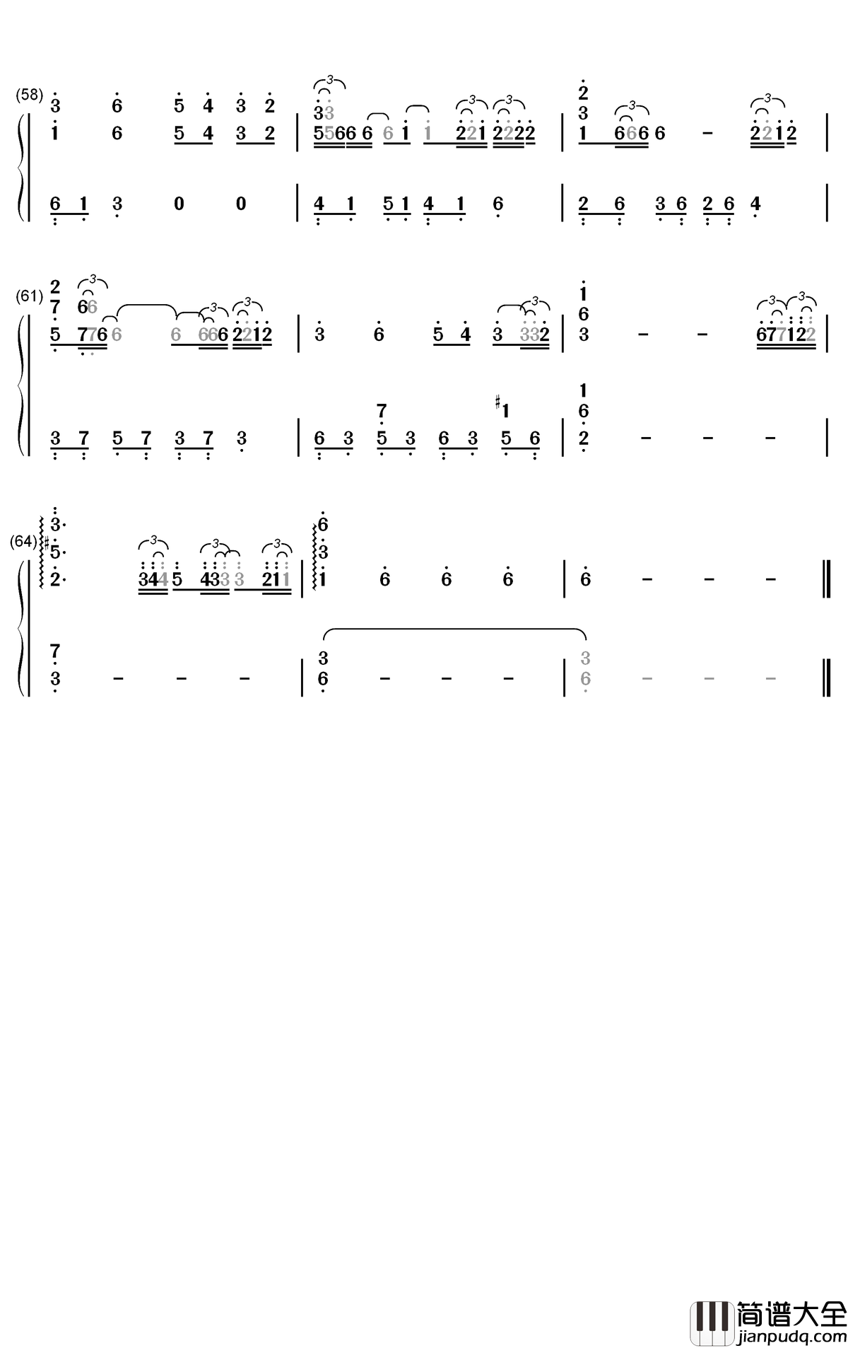 情人钢琴简谱_数字双手_蔡徐坤