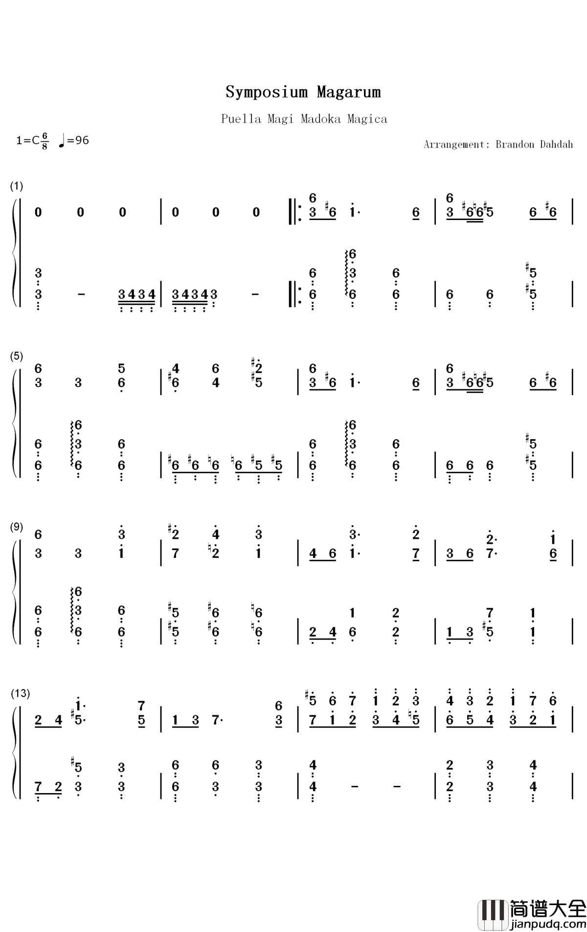 Symposium_Magarum钢琴简谱_数字双手_梶浦由记