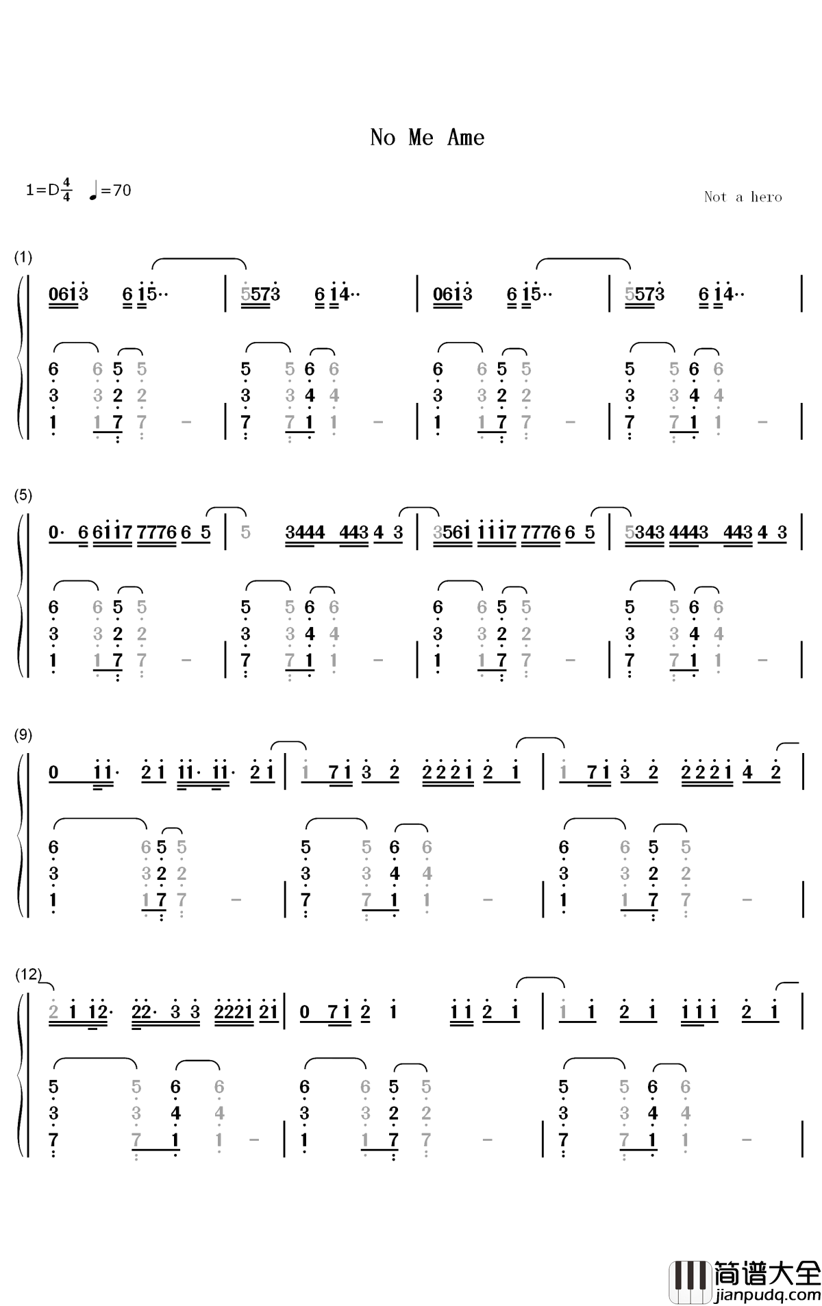 No_Me_Ame钢琴简谱_数字双手_Anuel_AA_Rvssian_Juice_Wrld