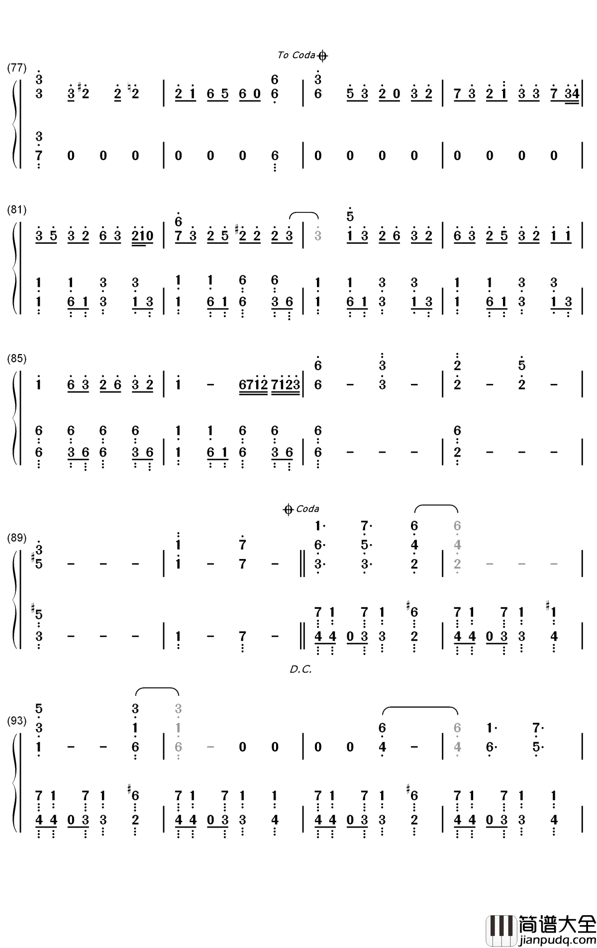 Black_Shout钢琴简谱_数字双手_Roselia