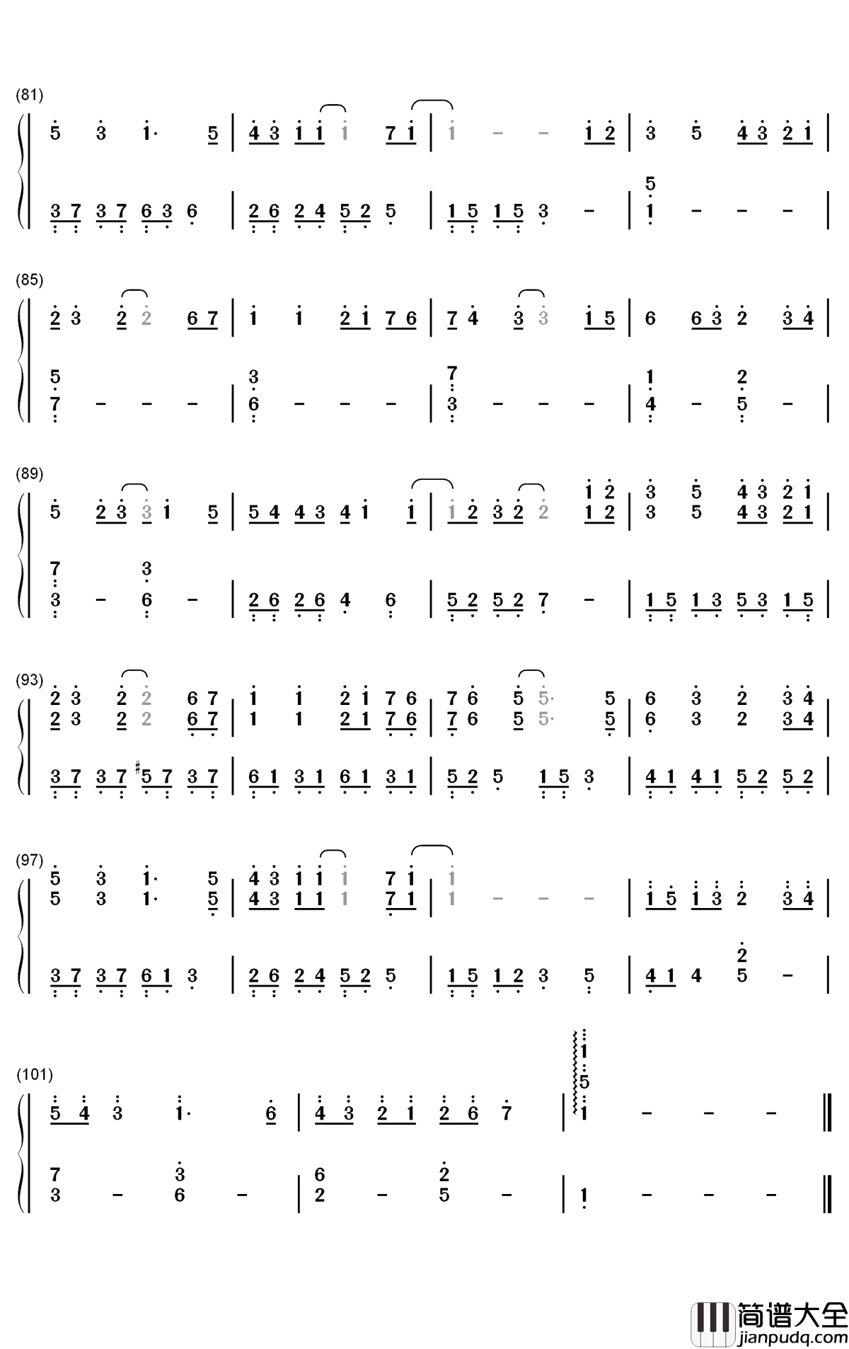 时光与你都很甜钢琴简谱_数字双手_吕小雨_孙泽源