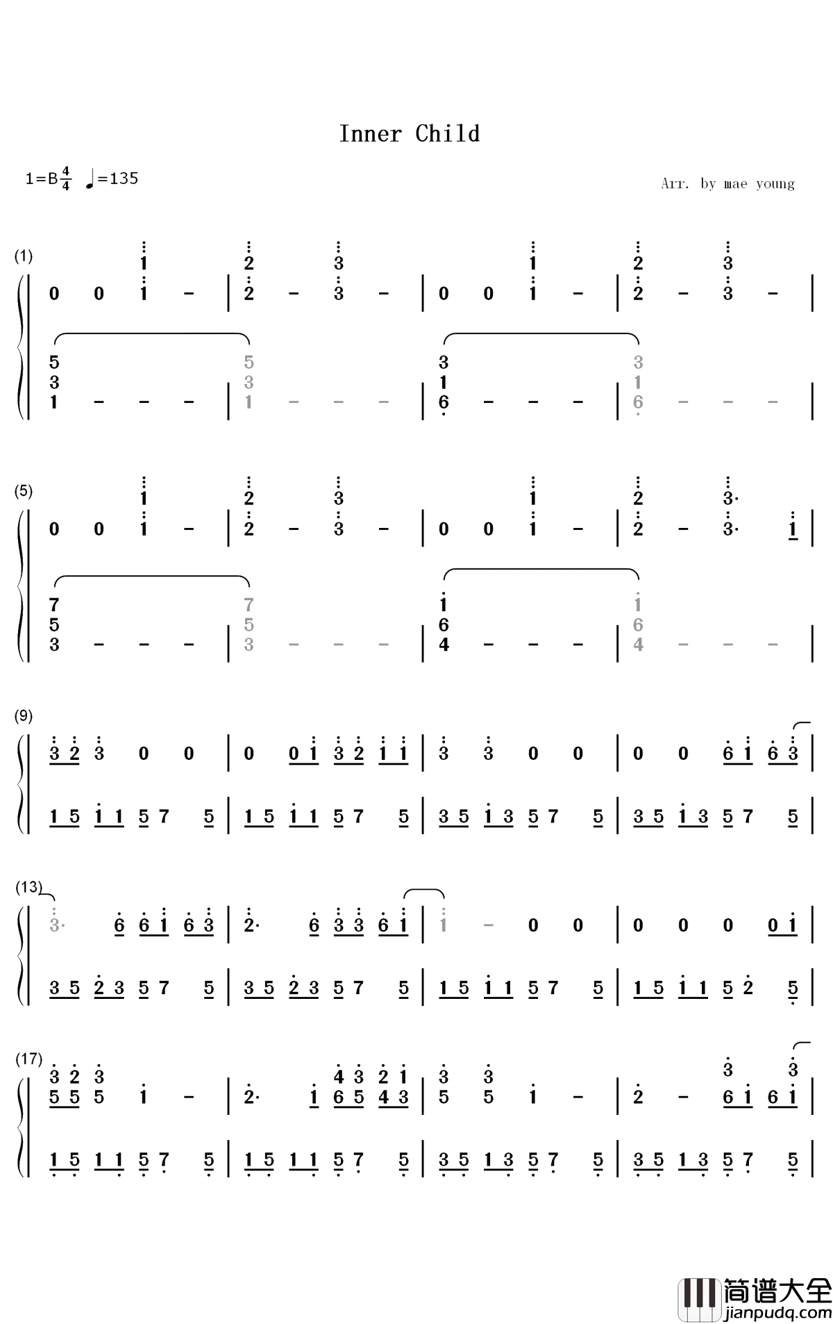 Inner_Child钢琴简谱_数字双手_防弹少年团