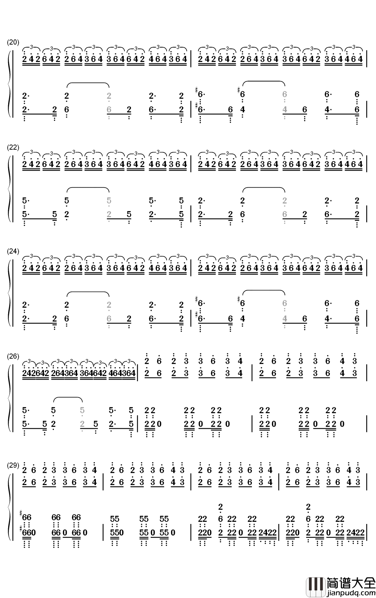 Gooba钢琴简谱_数字双手_6ix9ine