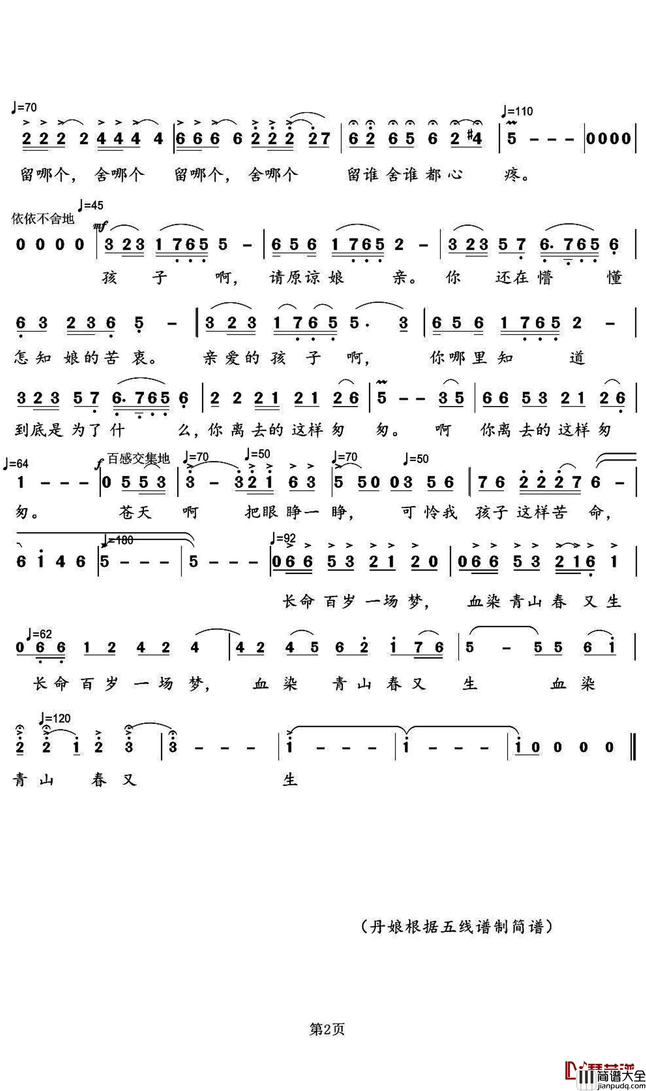 苍天把眼睁一睁简谱(歌词)_王丽达演唱