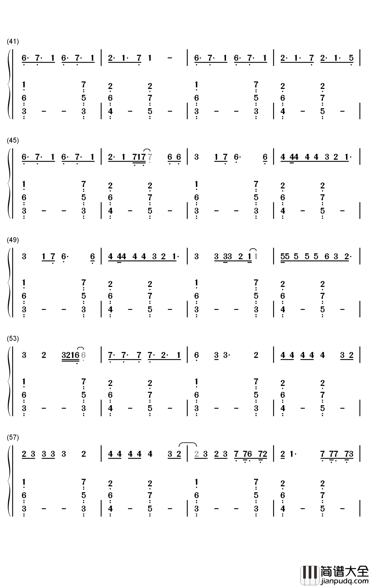 X钢琴简谱_数字双手_Jonas_Brothers_Karol_G