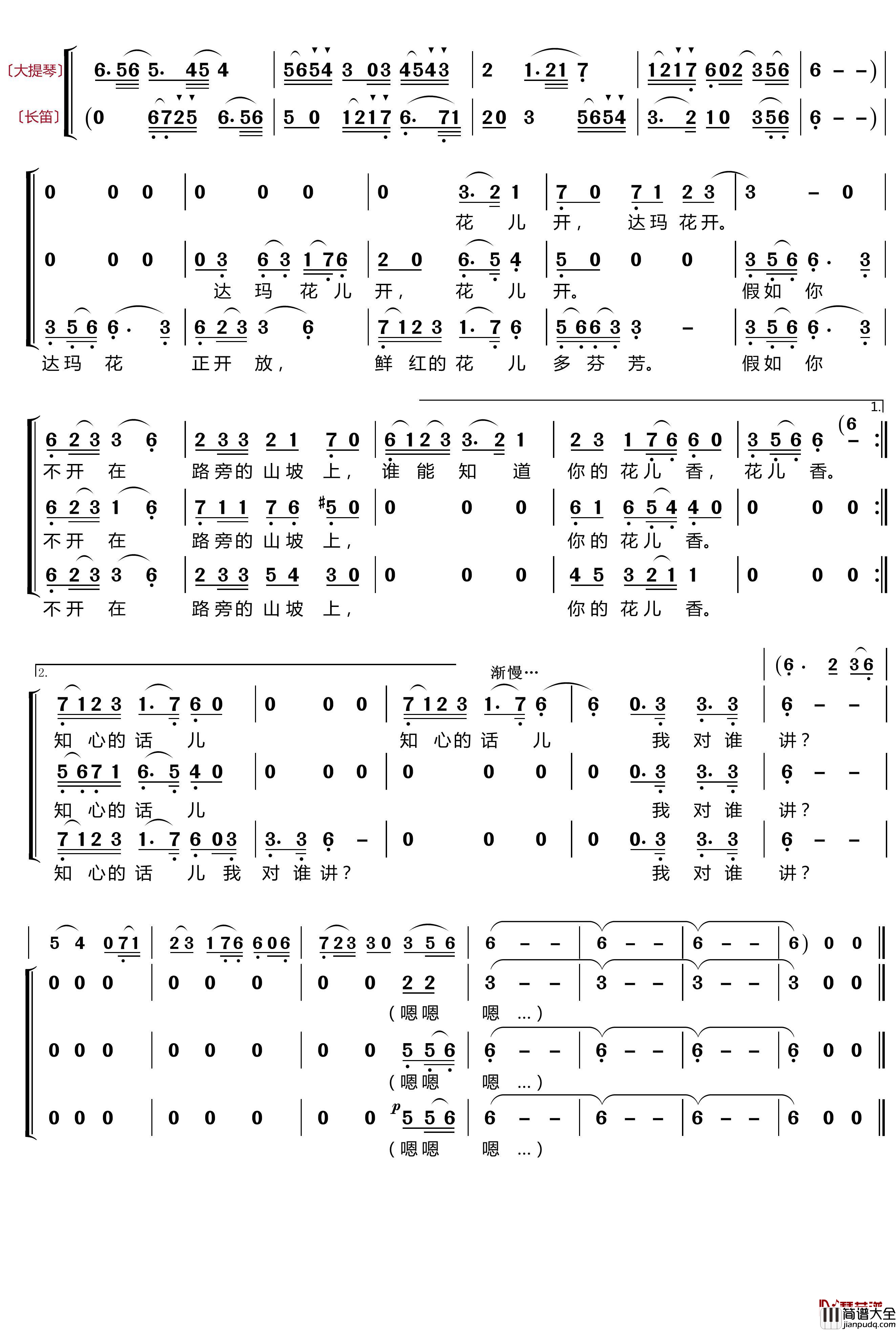 心上人像达玛花简谱(歌词)_梦之旅组合歌曲