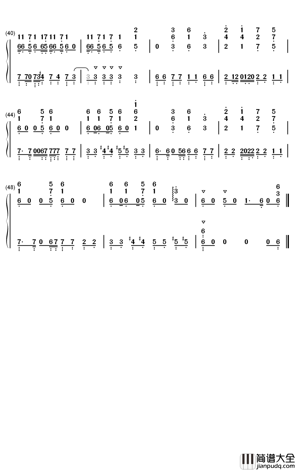 ナナナナナナナ钢琴简谱_数字双手_佐伯ユウスケ