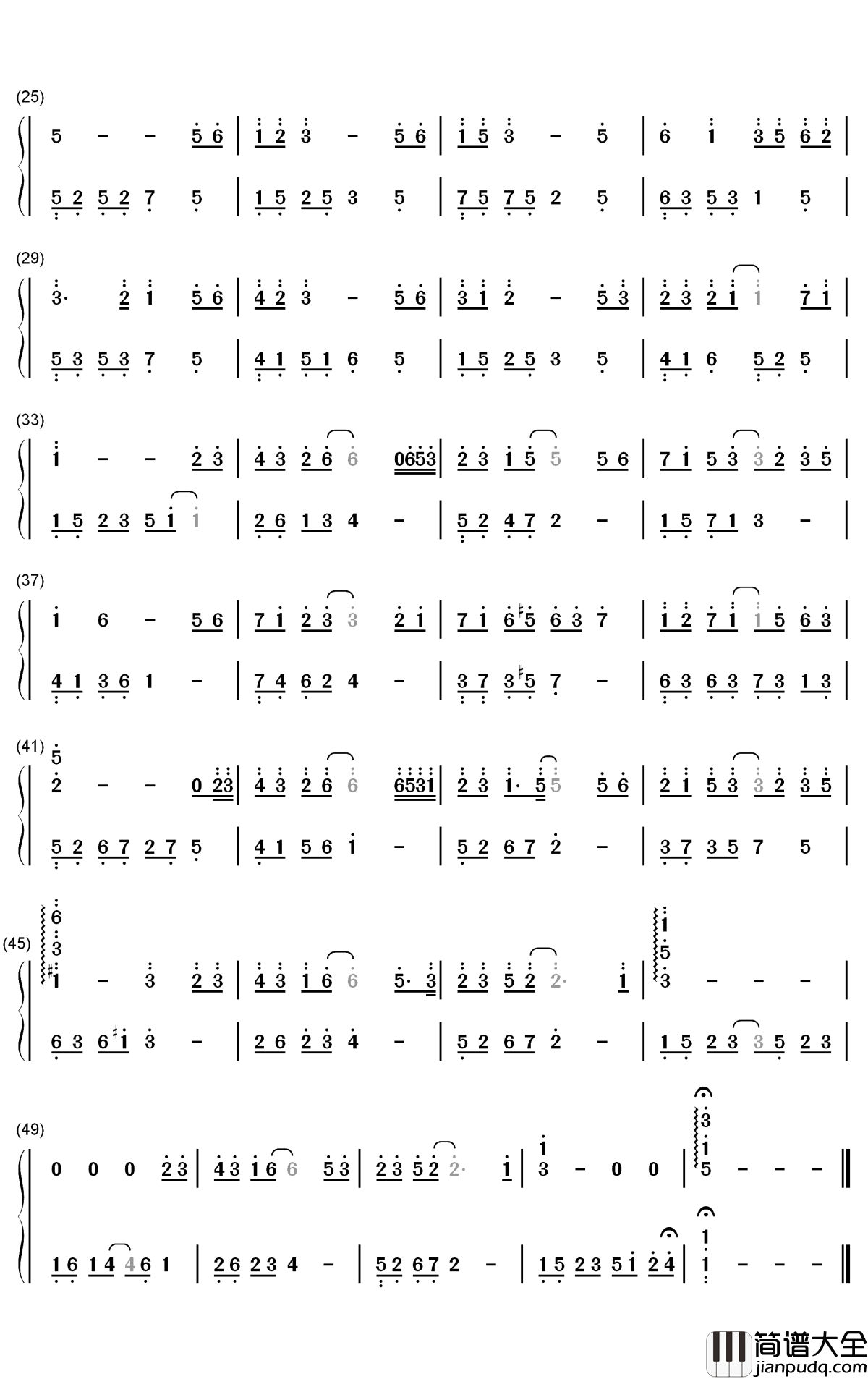 忘了就好钢琴简谱_数字双手_M小冯哒