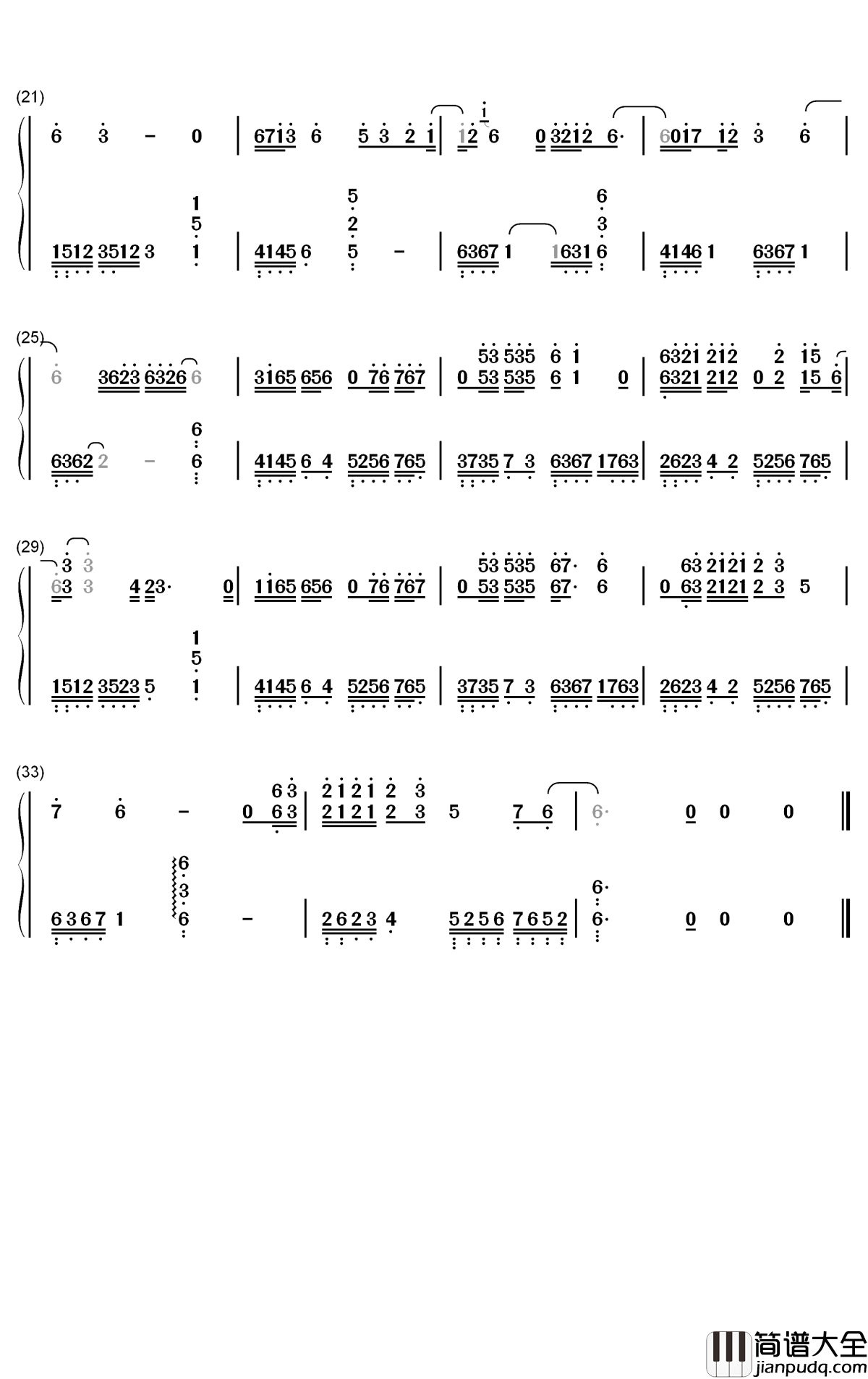 缘落钢琴简谱_数字双手_陆虎_周深