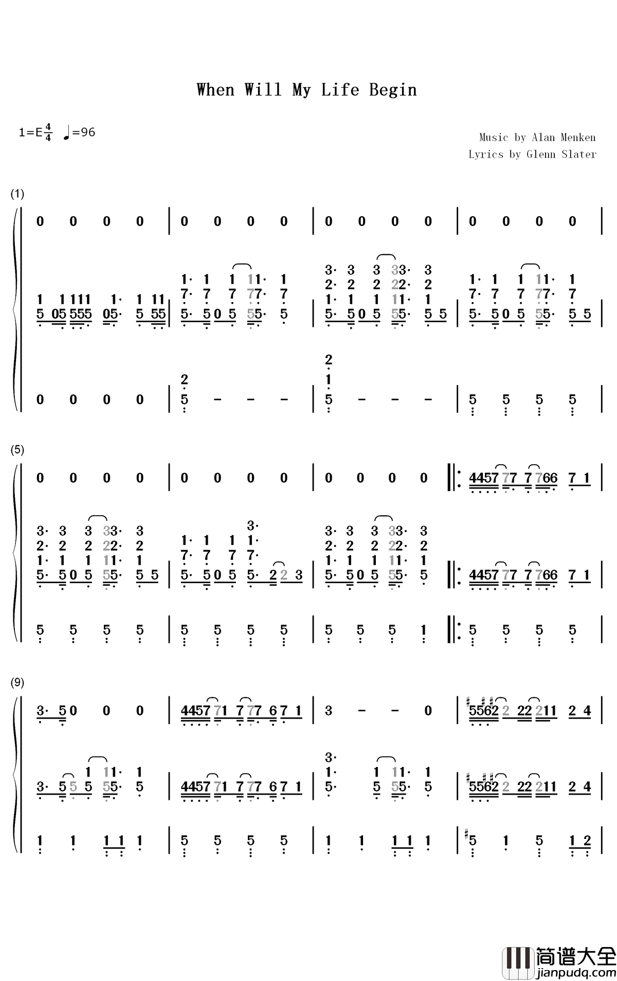 When_Will_My_Life_Begin钢琴简谱_数字双手_Mandy_Moore