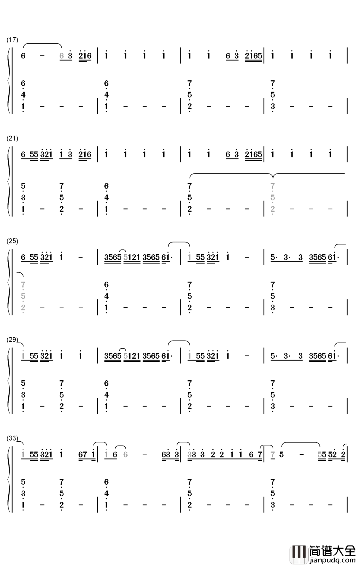 More_and_More钢琴简谱_数字双手_TWICE