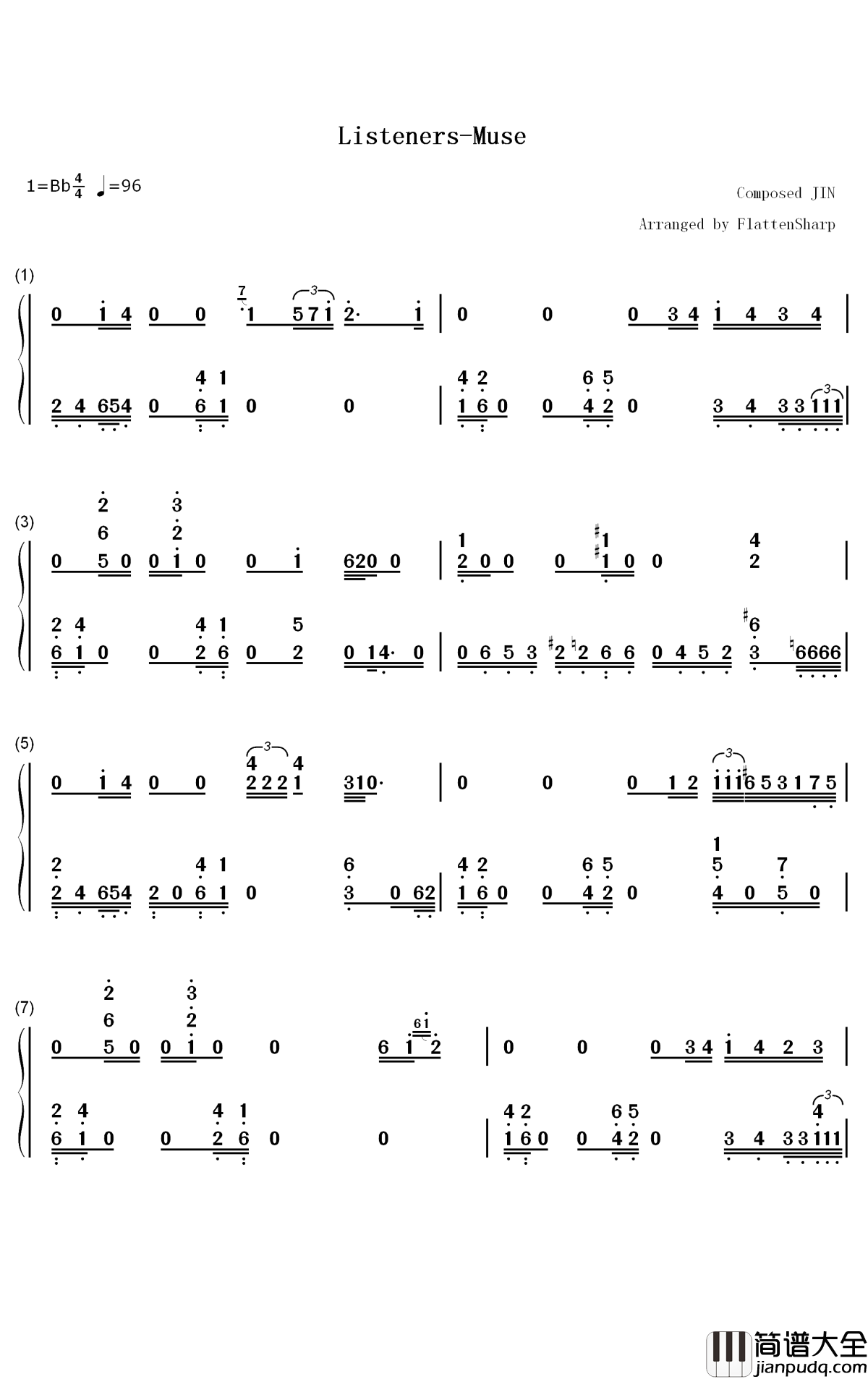 Muse钢琴简谱_数字双手_高桥李依