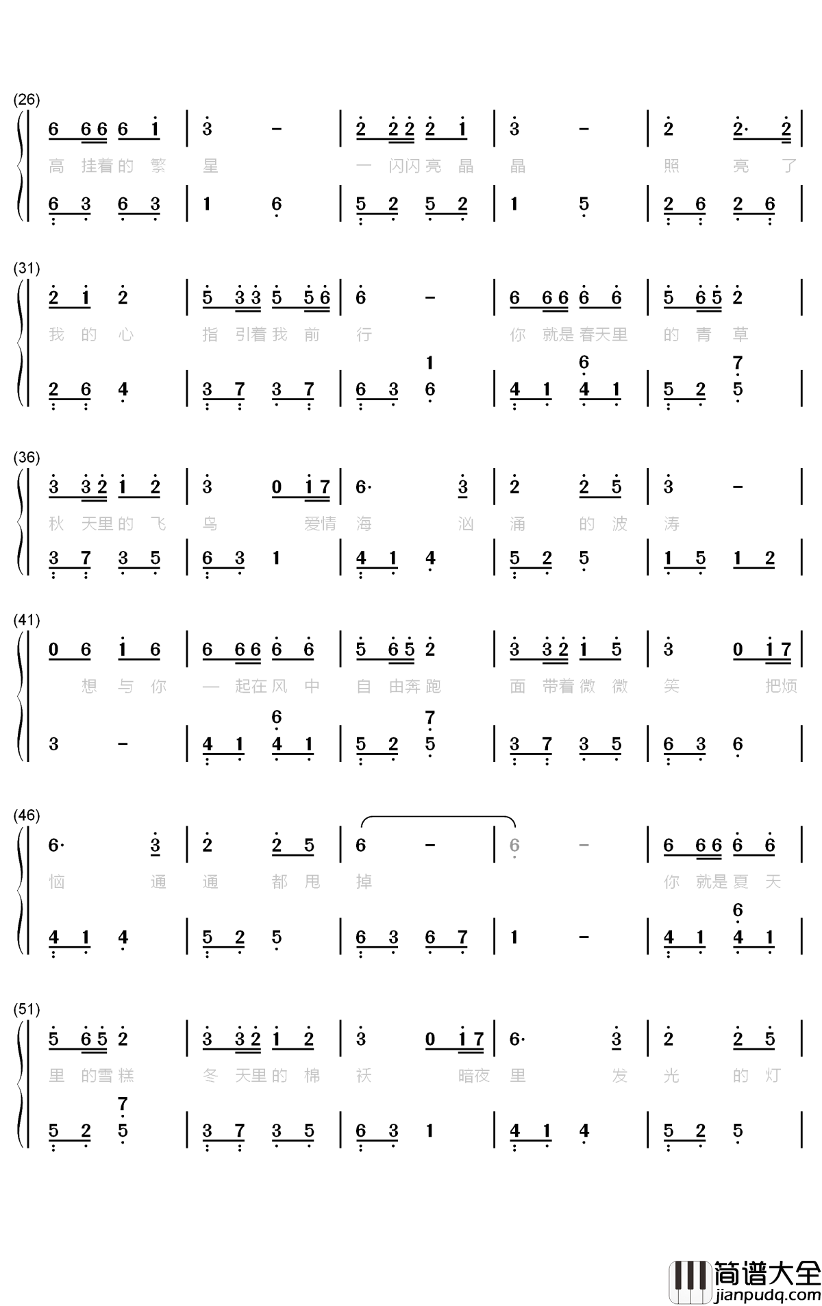 百花香钢琴简谱_数字双手_魏新雨