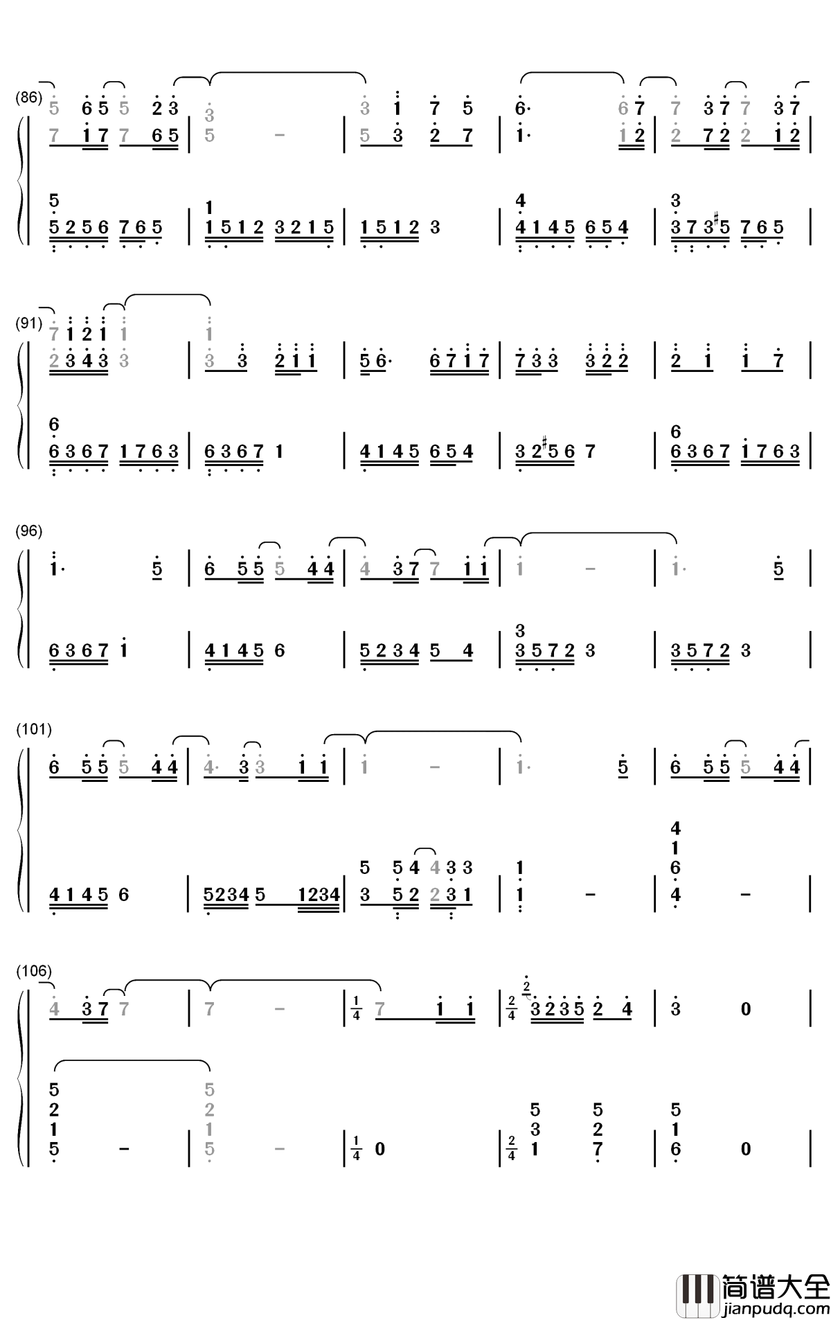 Muyuuka钢琴简谱_数字双手_RURUTIA_ルルティア