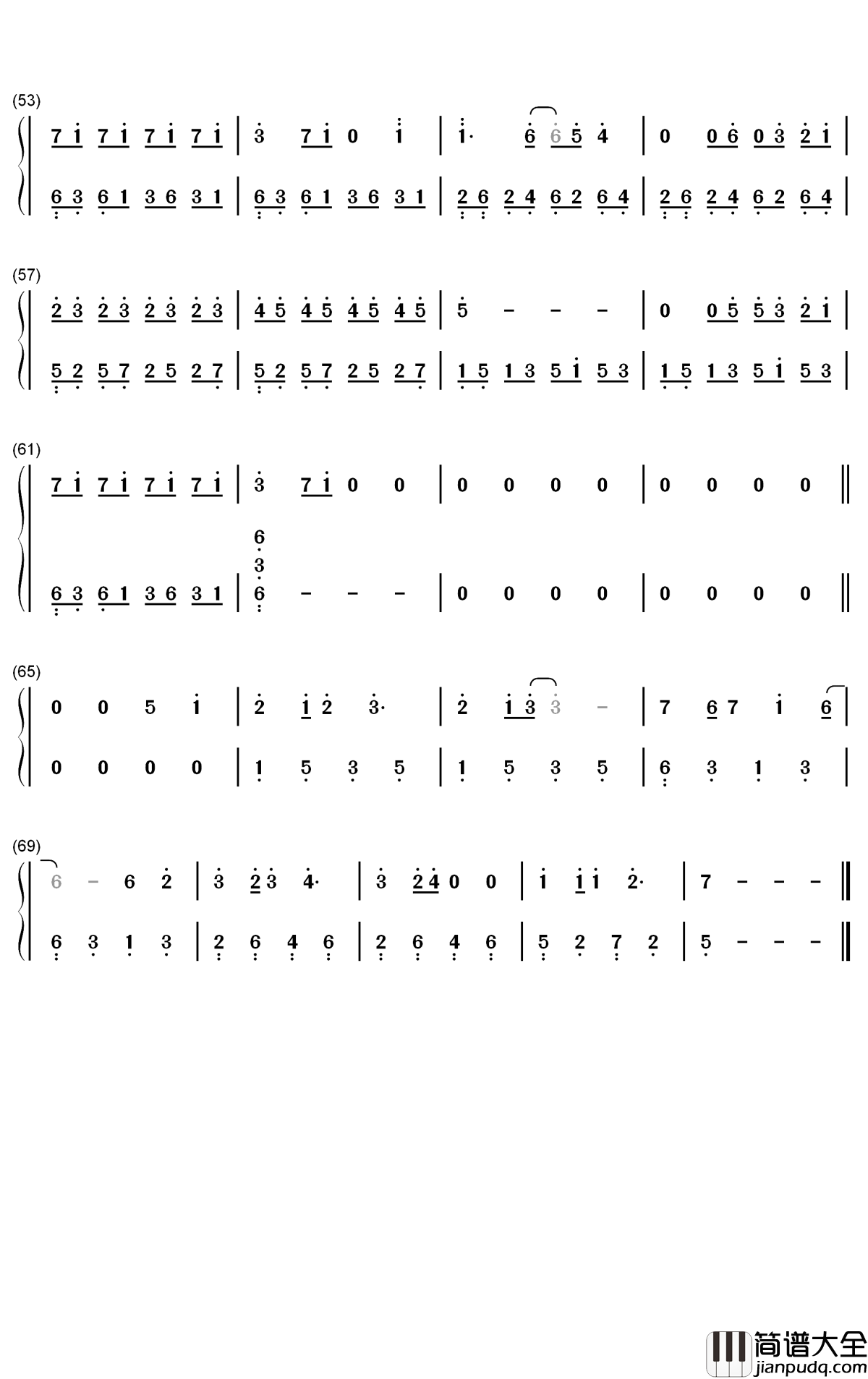 夏洛特烦恼钢琴简谱_数字双手_金志文