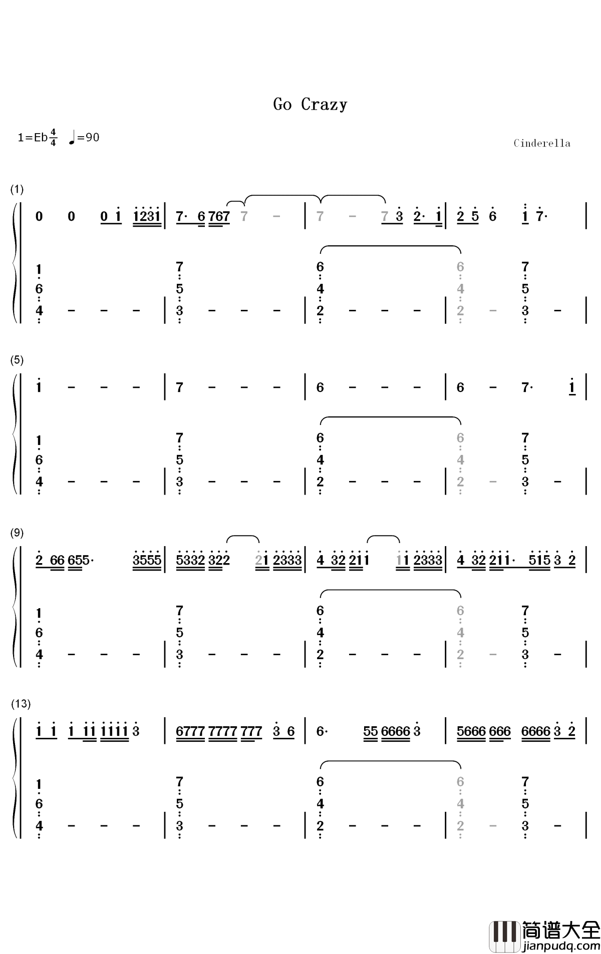 Go_Crazy钢琴简谱_数字双手_Chris_Brown_Young_Thug