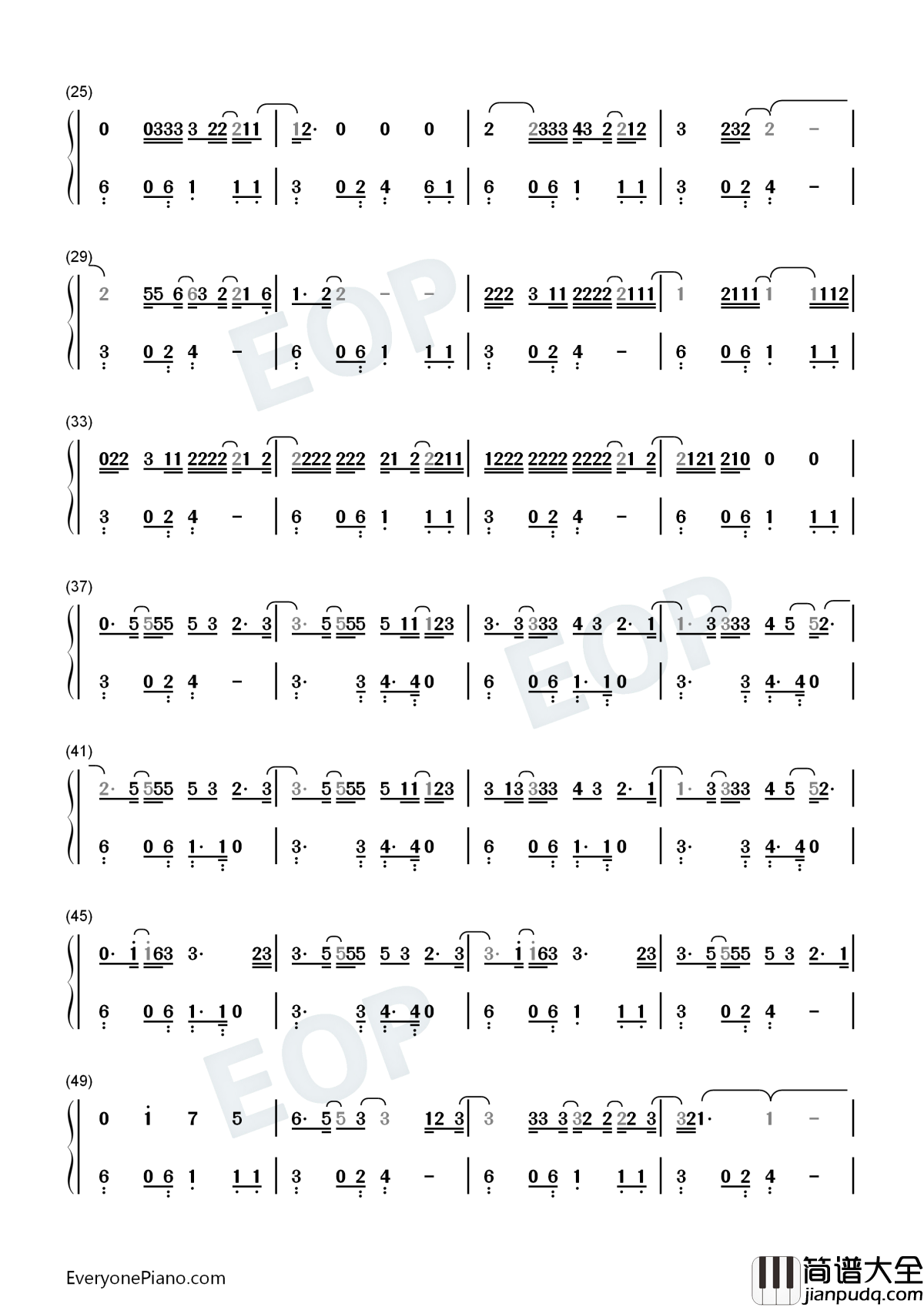 No_Judgement钢琴简谱_数字双手_Niall_Horan