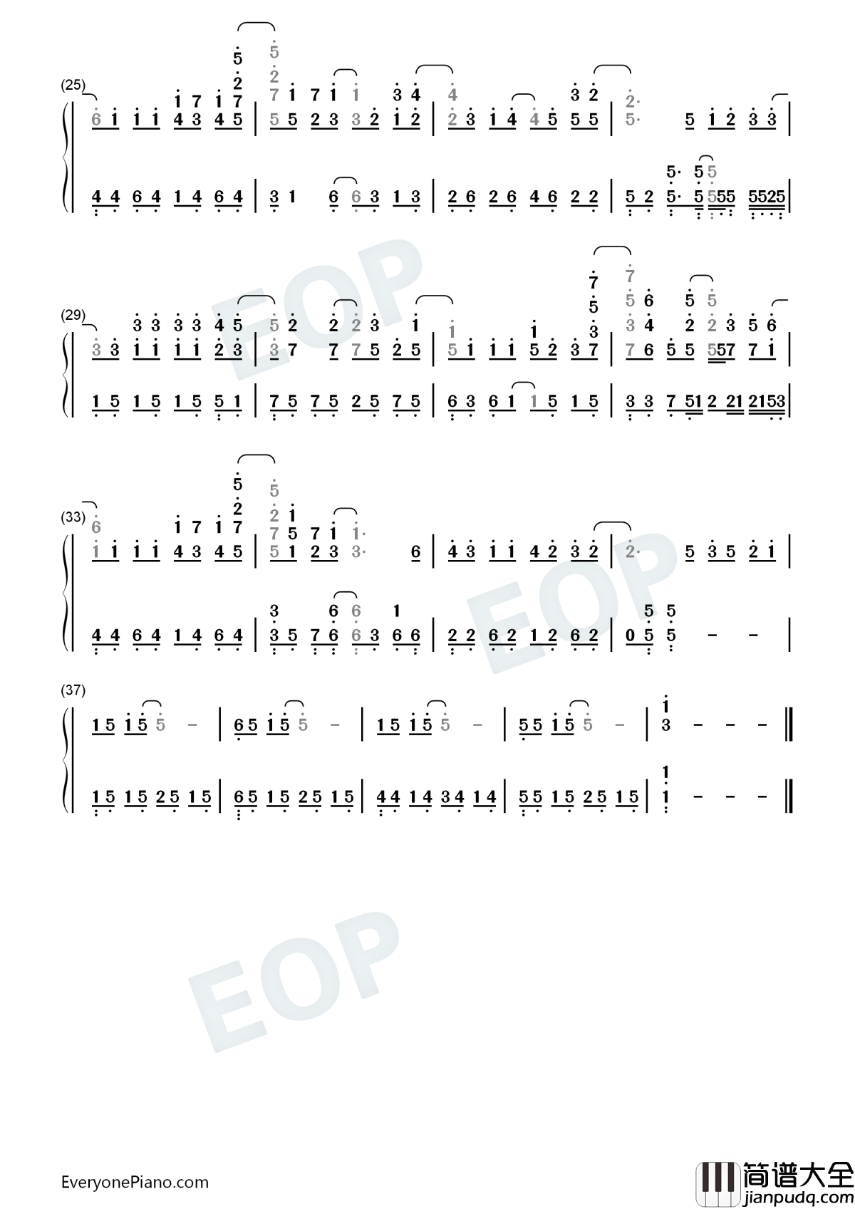万有引力钢琴简谱_数字双手_汪苏泷