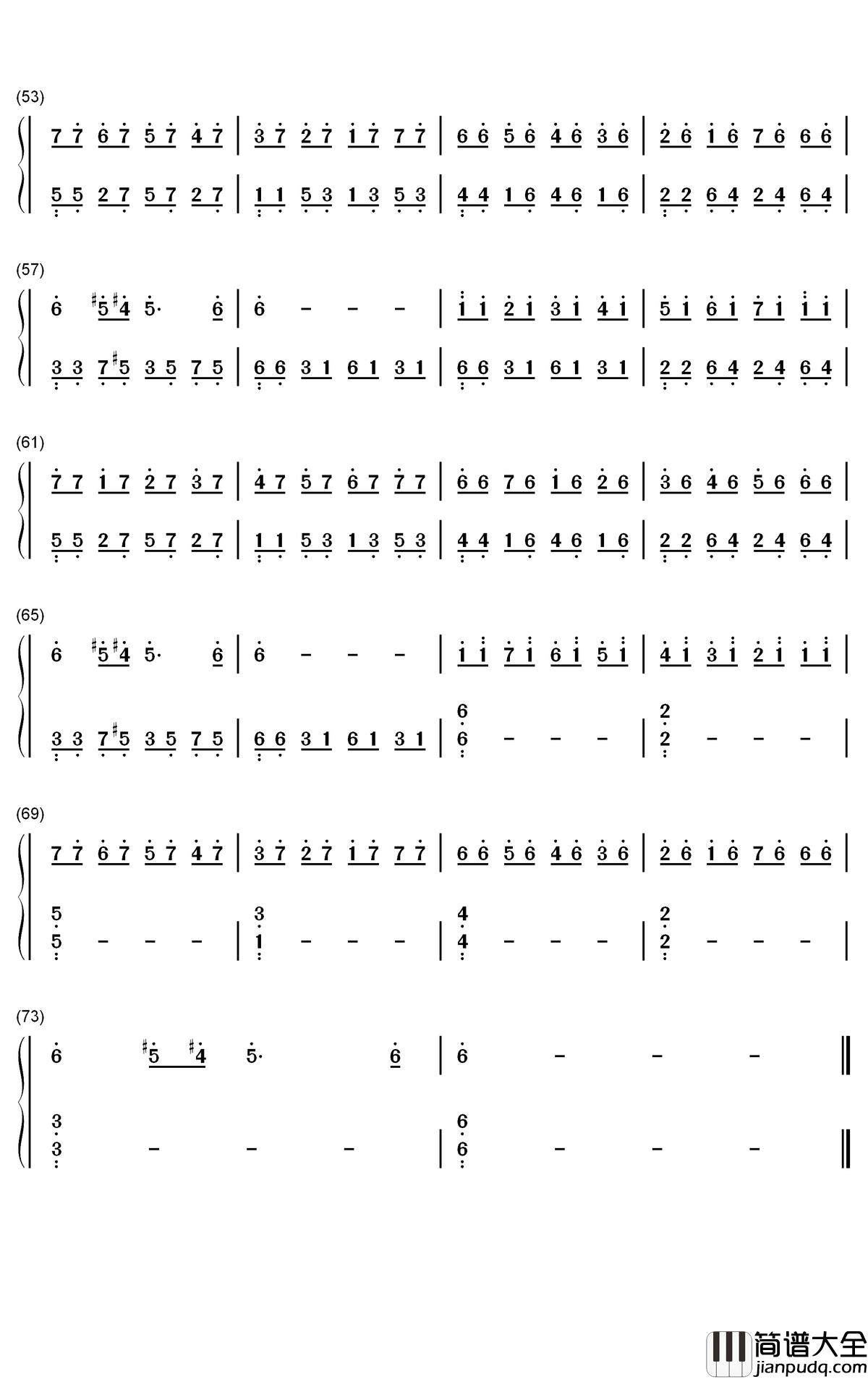 Passacaglia钢琴简谱_数字双手_Secret_Garden