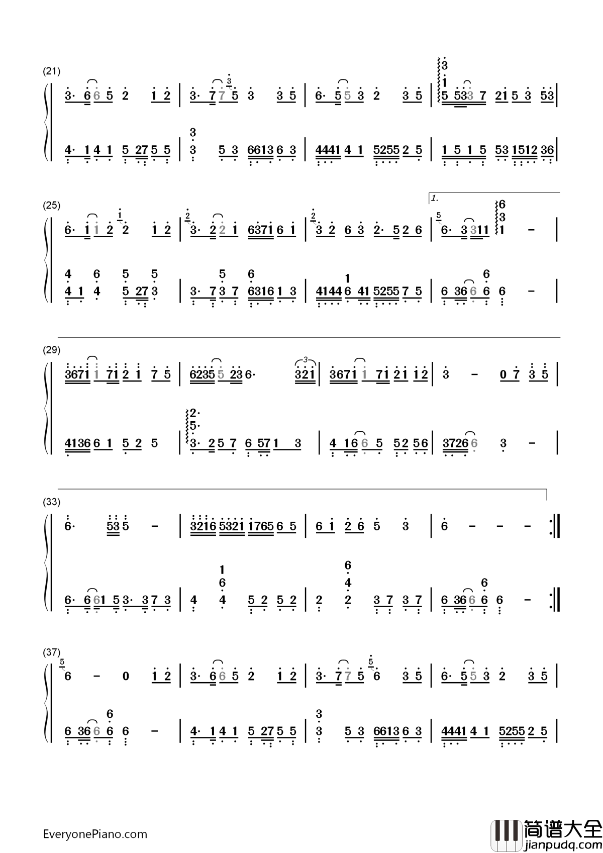 旧梦一场钢琴简谱_数字双手_阿悠悠