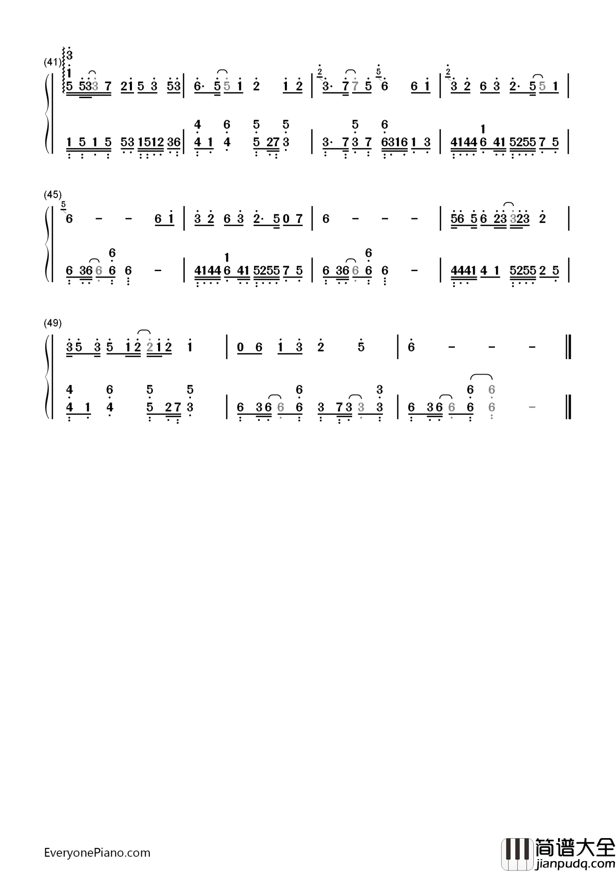 旧梦一场钢琴简谱_数字双手_阿悠悠