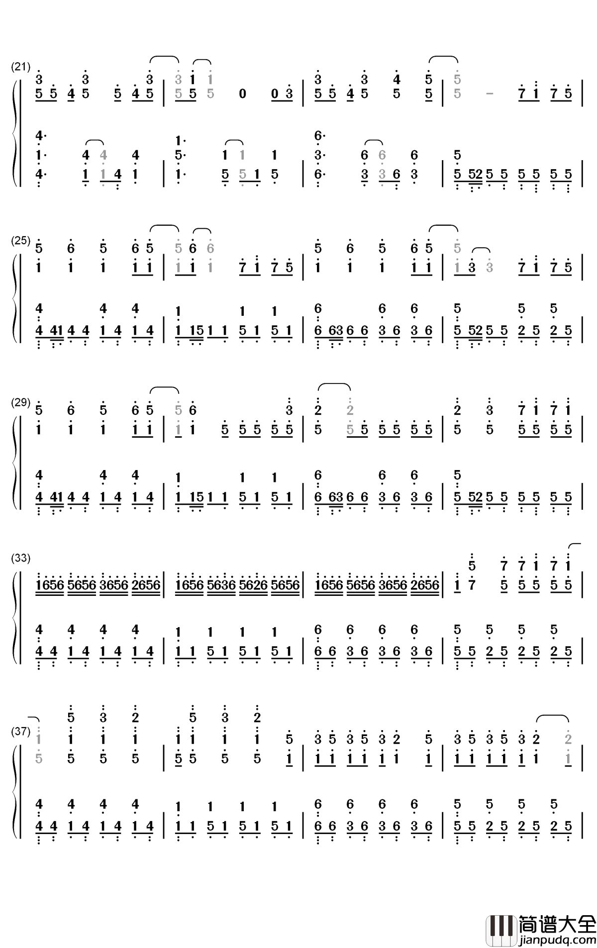 Eight钢琴简谱_数字双手_IU_Suga