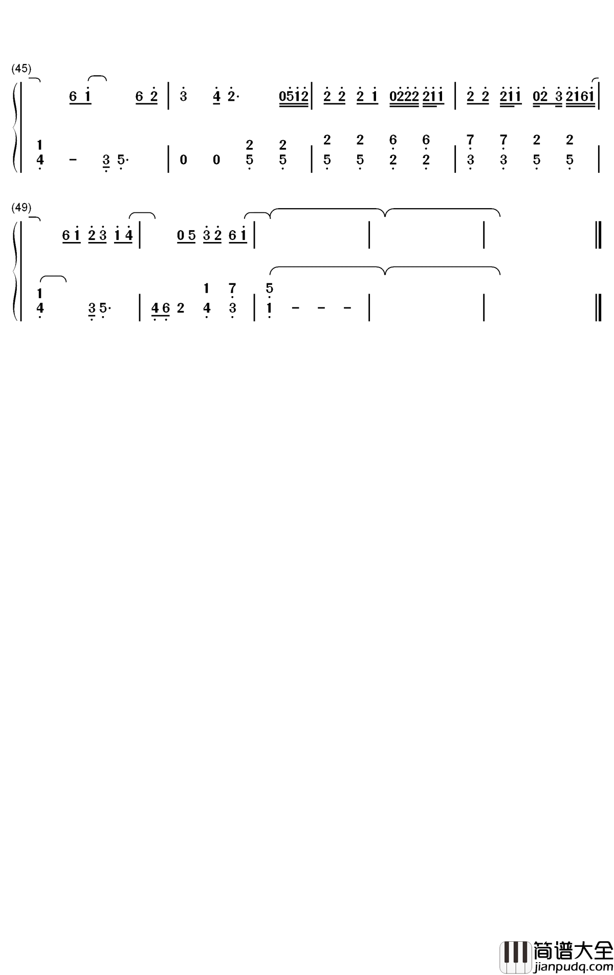 与我无关钢琴简谱_数字双手_阿冗