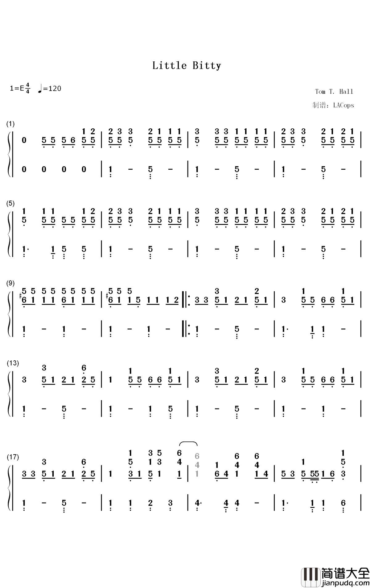 Little_Bitty钢琴简谱_数字双手_Alan_Jackson