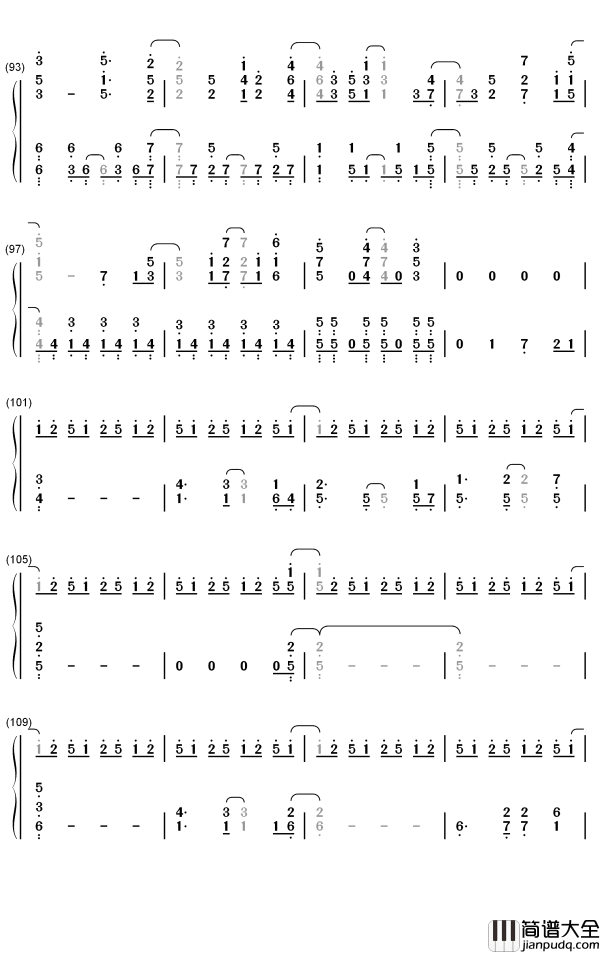 Hero_too钢琴简谱_数字双手_Chrissy_Costanza