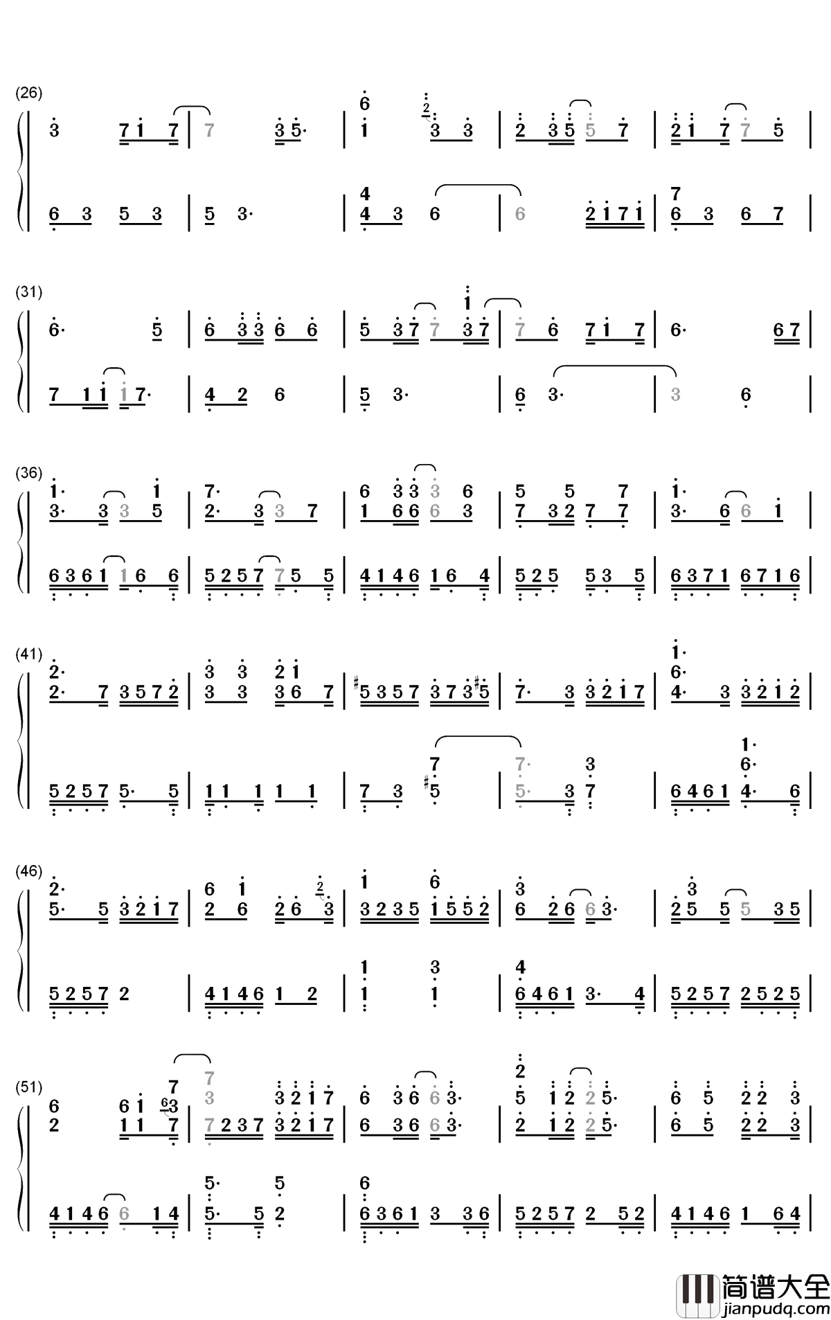 半世游钢琴简谱_数字双手_伦桑_奇然_小魂_小曲儿