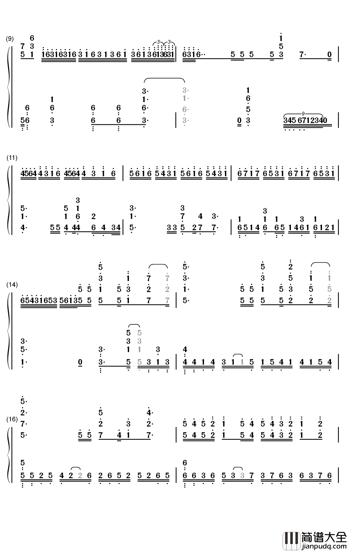 Stories钢琴简谱_数字双手_Snow_Man