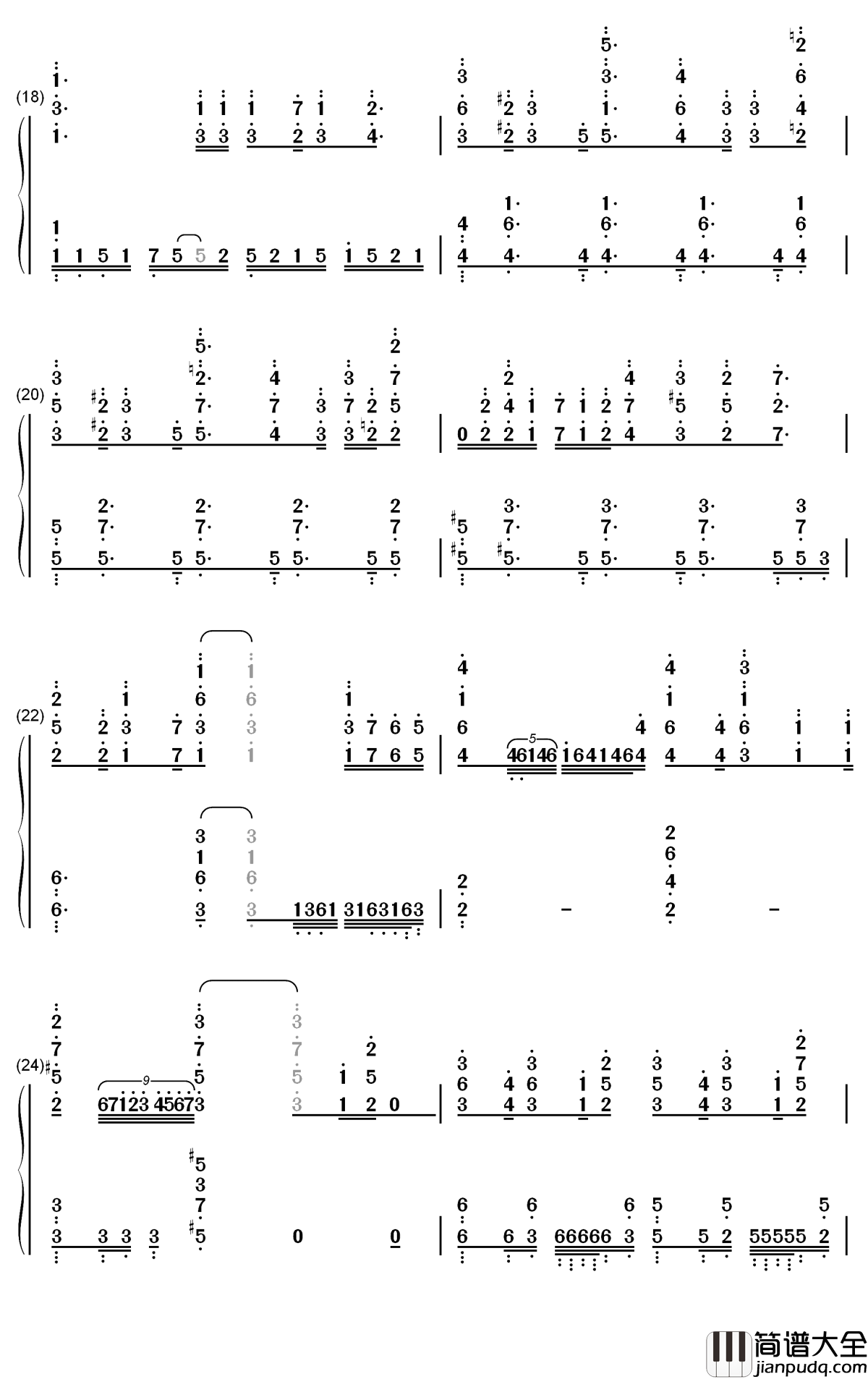 Stories钢琴简谱_数字双手_Snow_Man