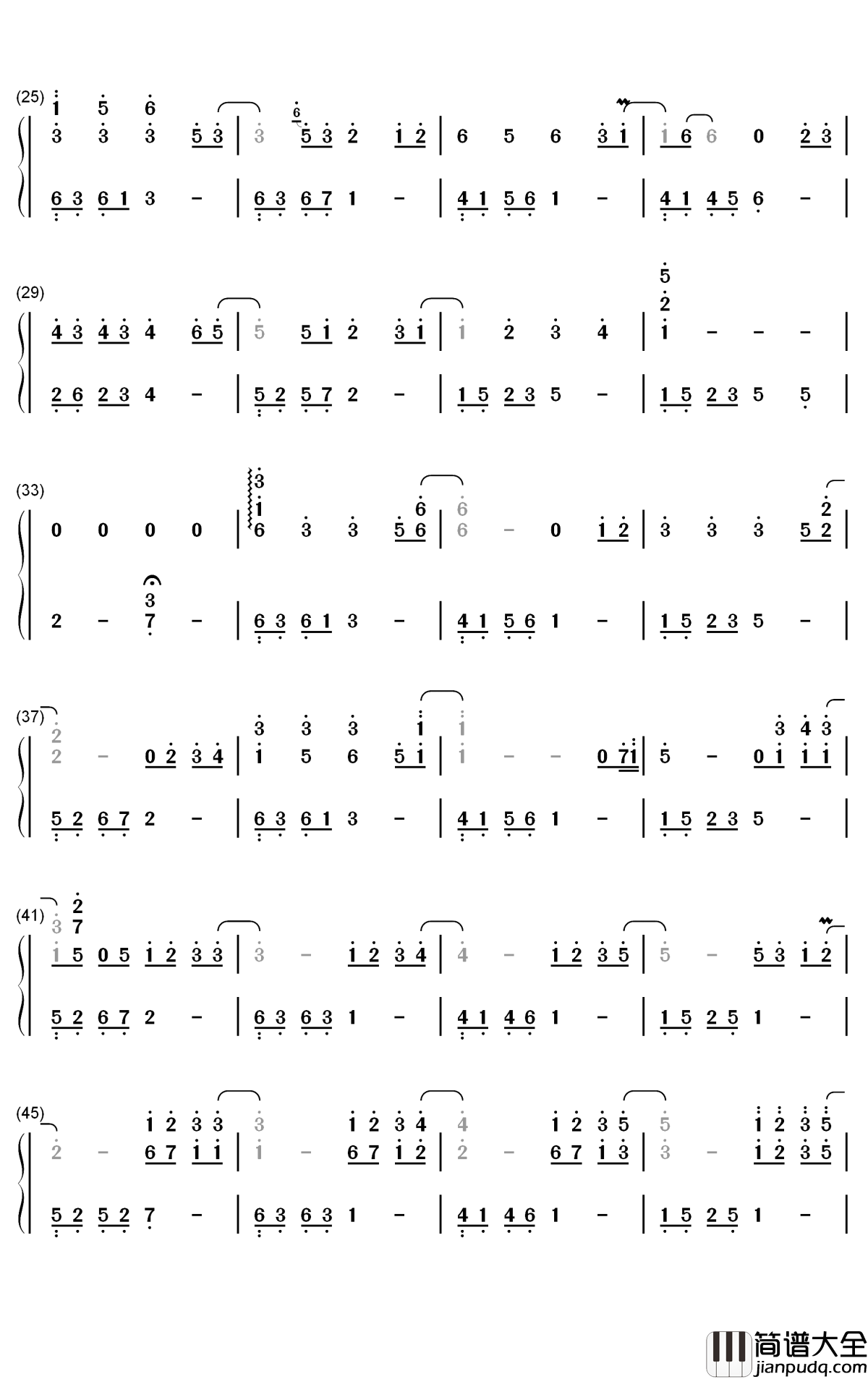 五月钢琴简谱_数字双手_M小冯哒