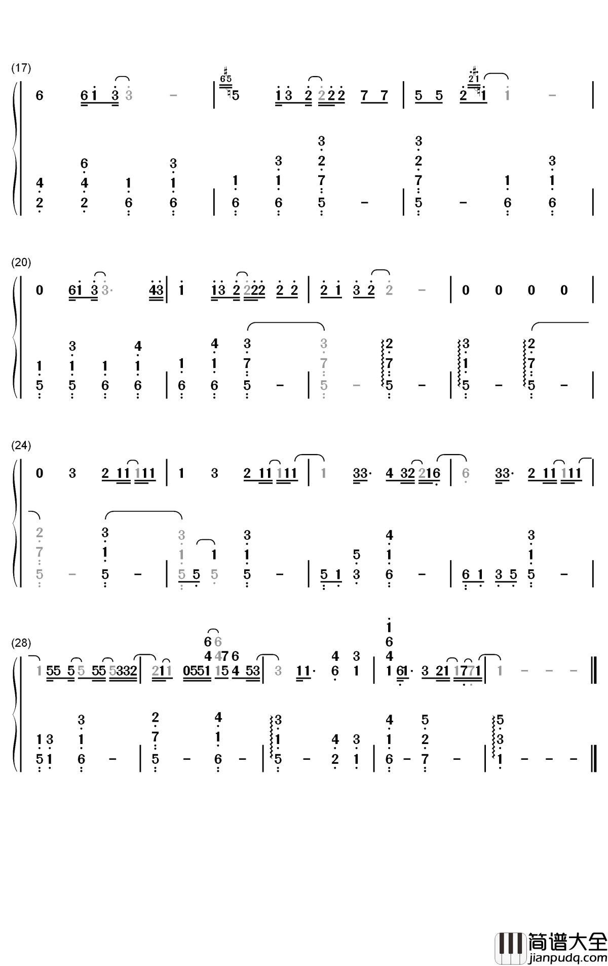 Only_The_Brave钢琴简谱_数字双手_Louis_Tomlinson