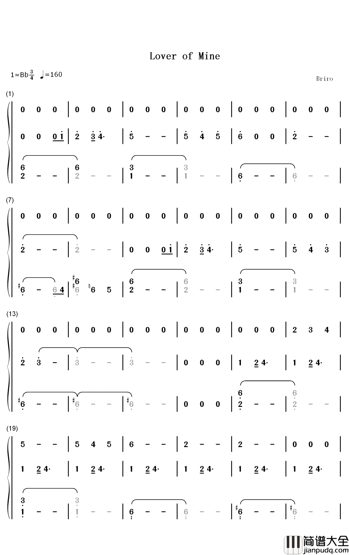 Lover_of_Mine钢琴简谱_数字双手_5_Seconds_of_Summer